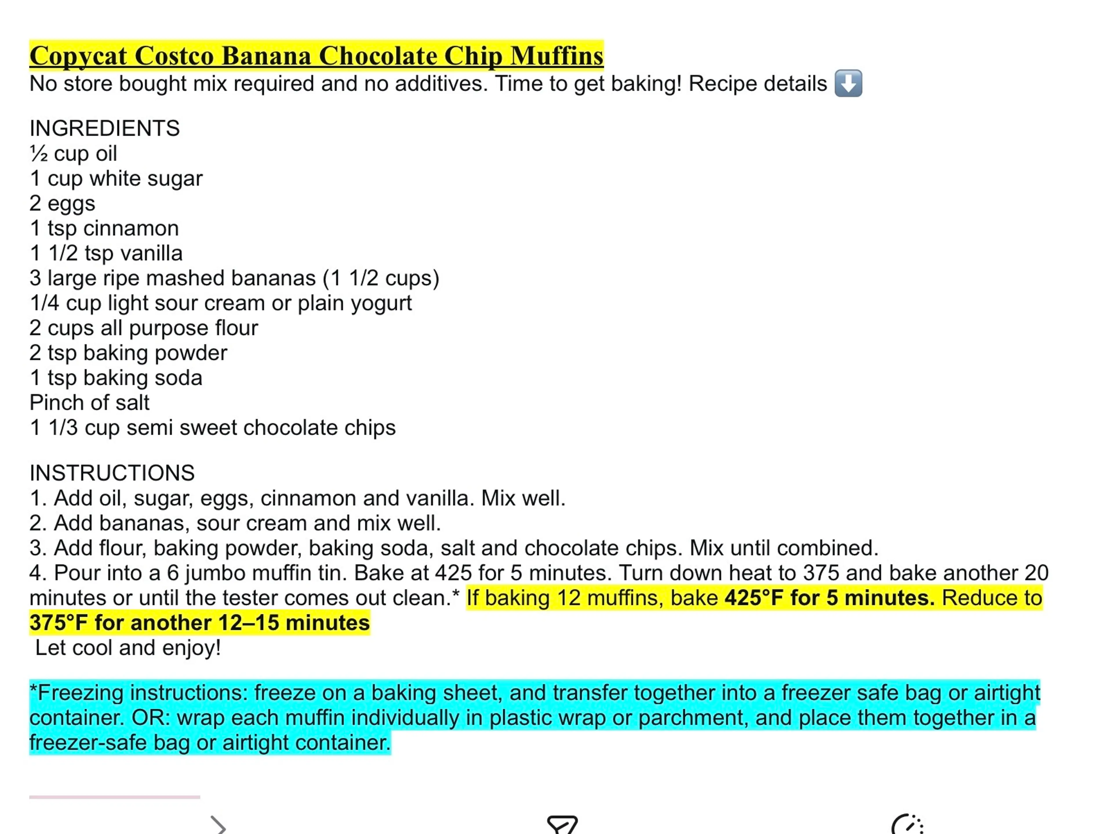 Copycat Costco Banana Chocolate Chip Muffins