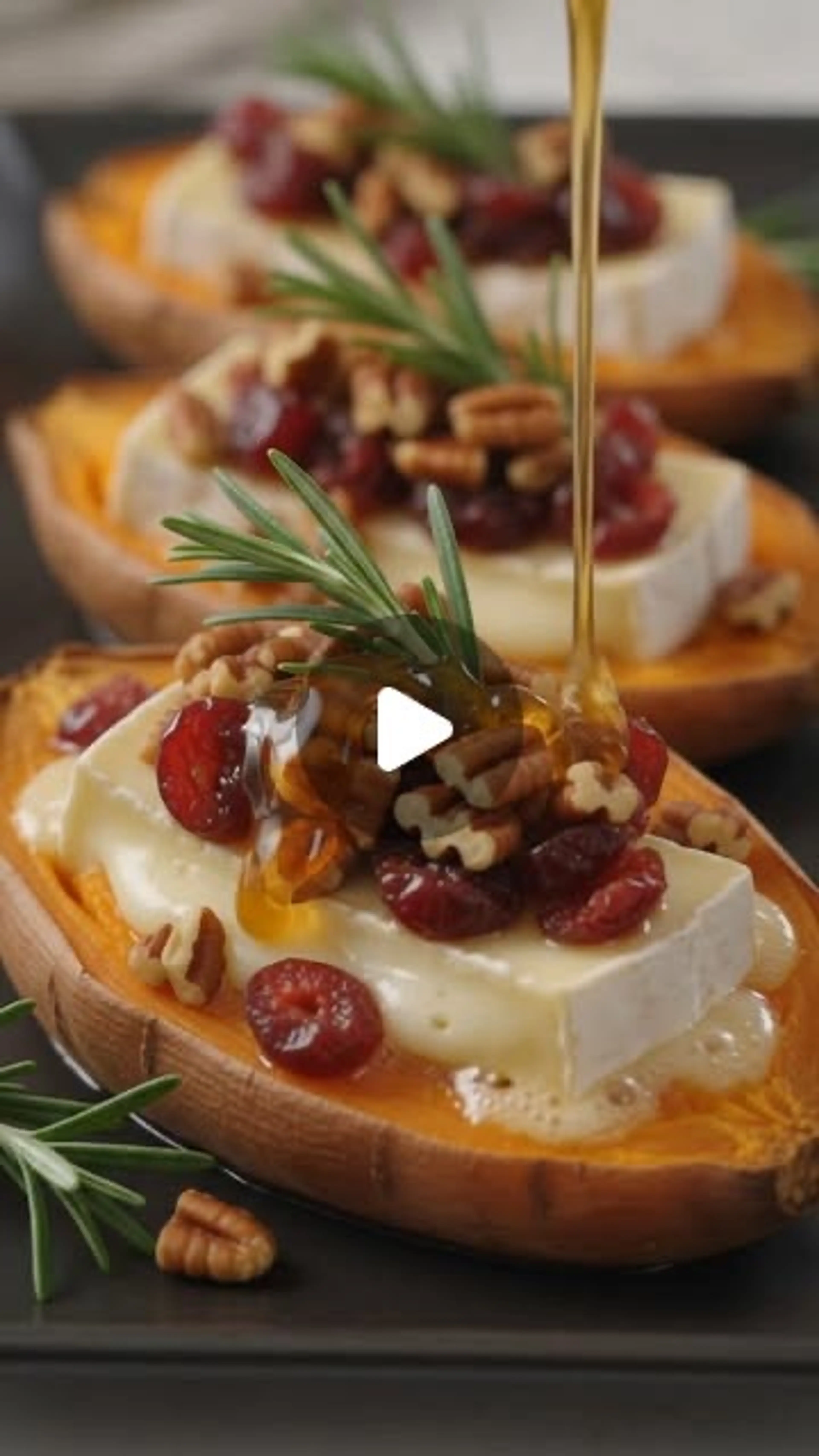 Cranberry Pecan & Brie Stuffed Sweet Potatoes