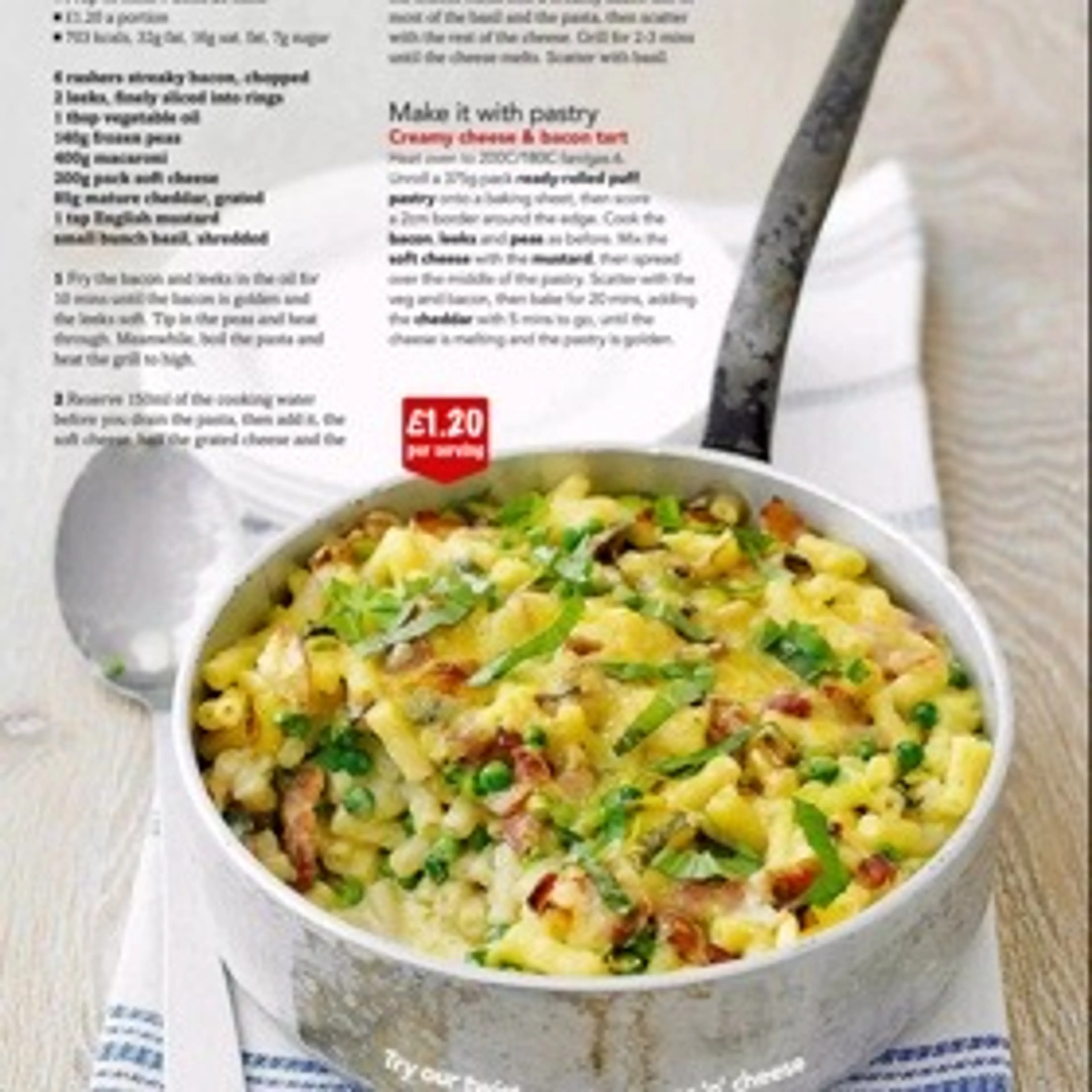 Bacon, pea & basil macaroni