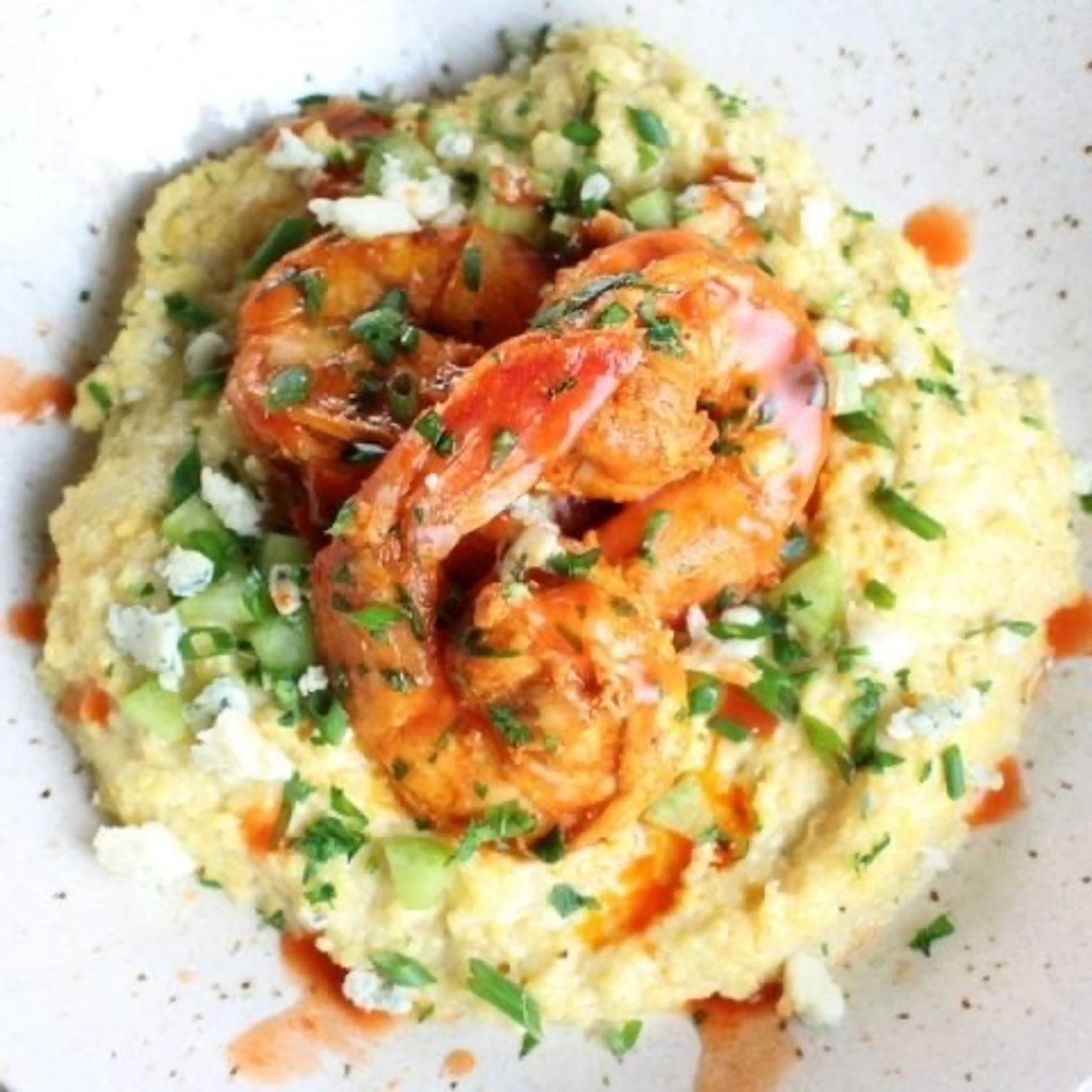 Buffalo Shrimp and Blue Cheese Grits Recipe