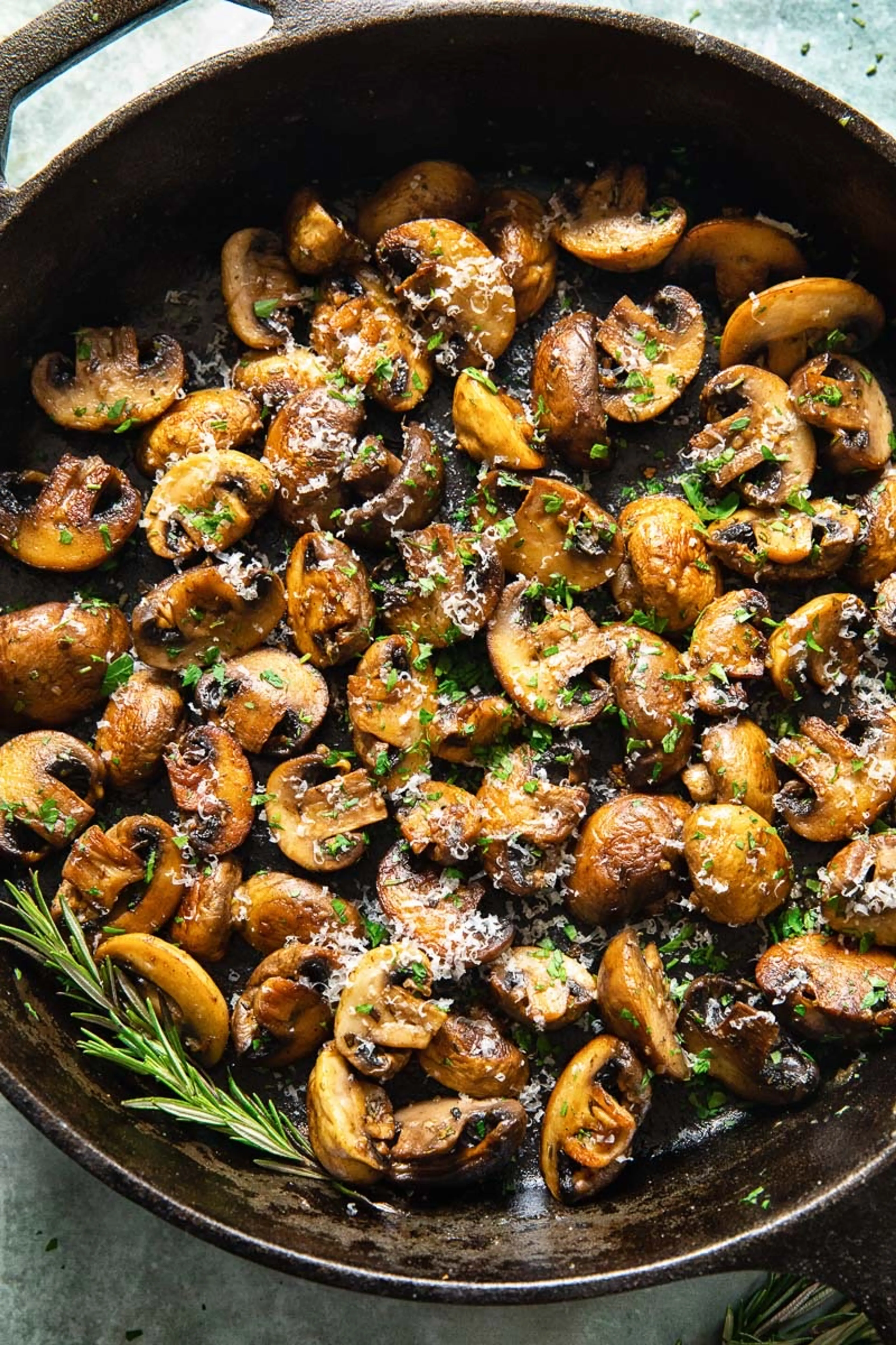 Pan Fried Garlic Mushrooms with Parmesan