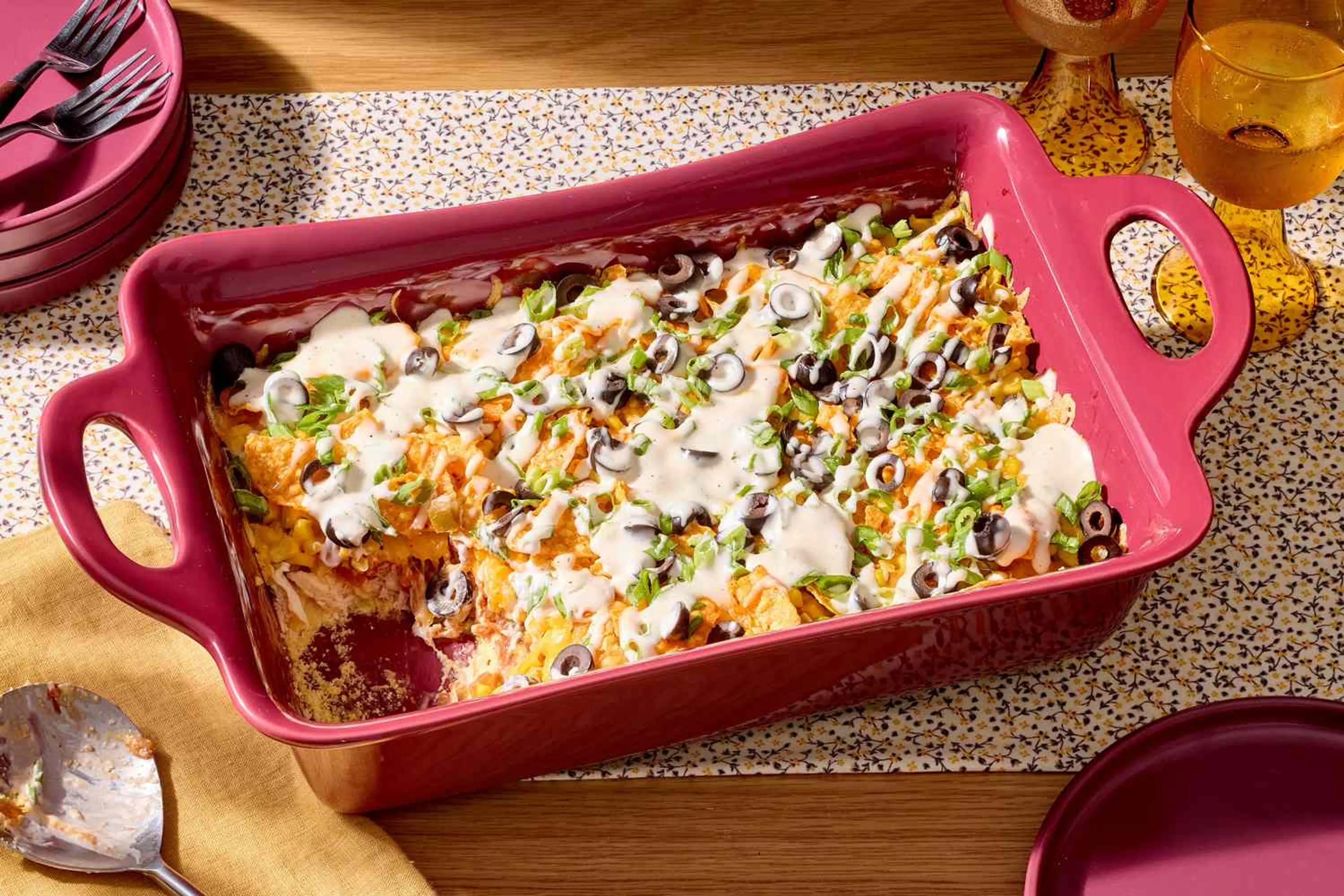 Crunchy Tex-Mex Casserole with Spicy Ranch Drizzle
