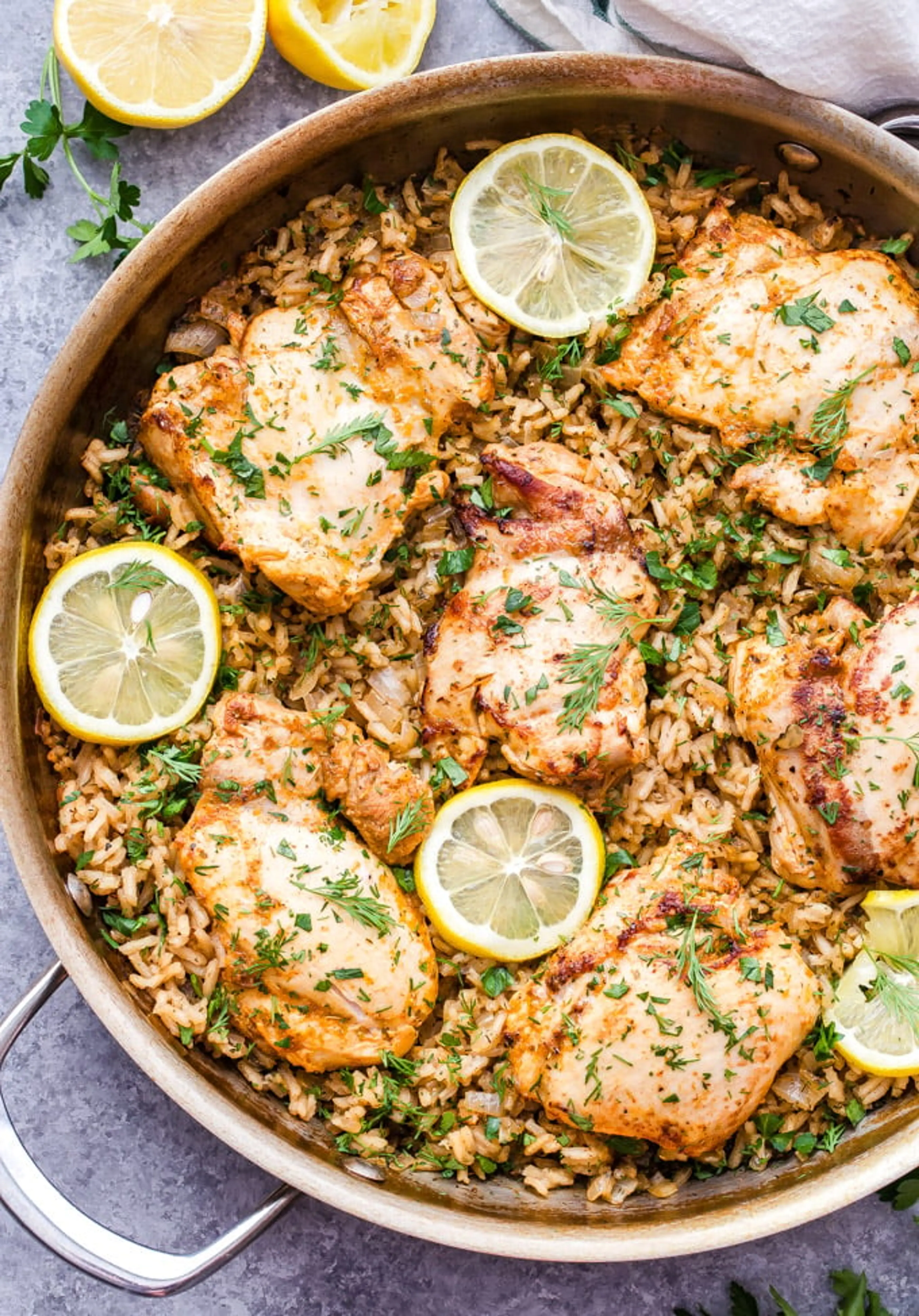 Skillet Greek Lemon Chicken and Rice