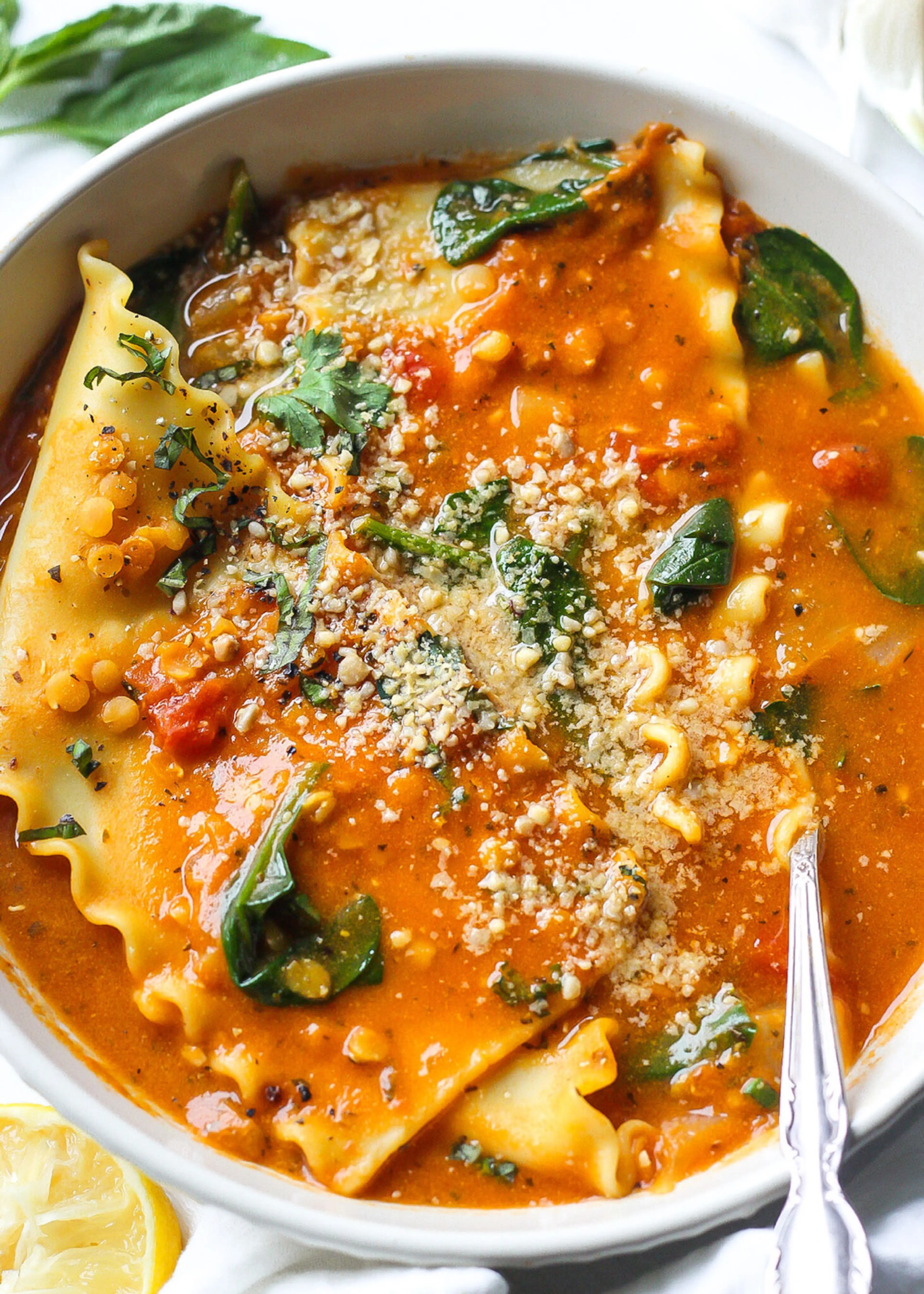 One Pot Creamy Lasagna Soup