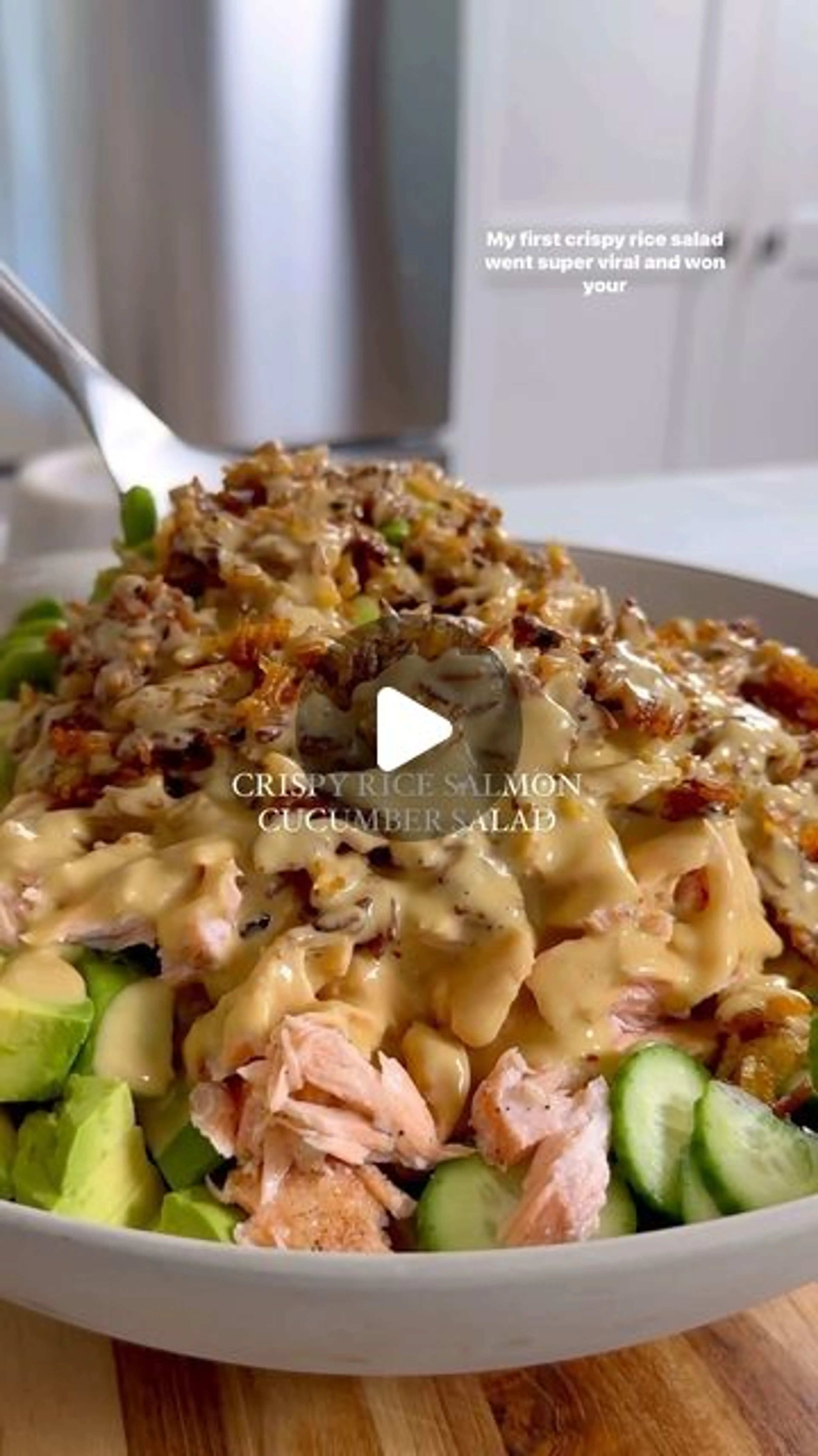 Salmon & Cucumber Crispy Rice Salad