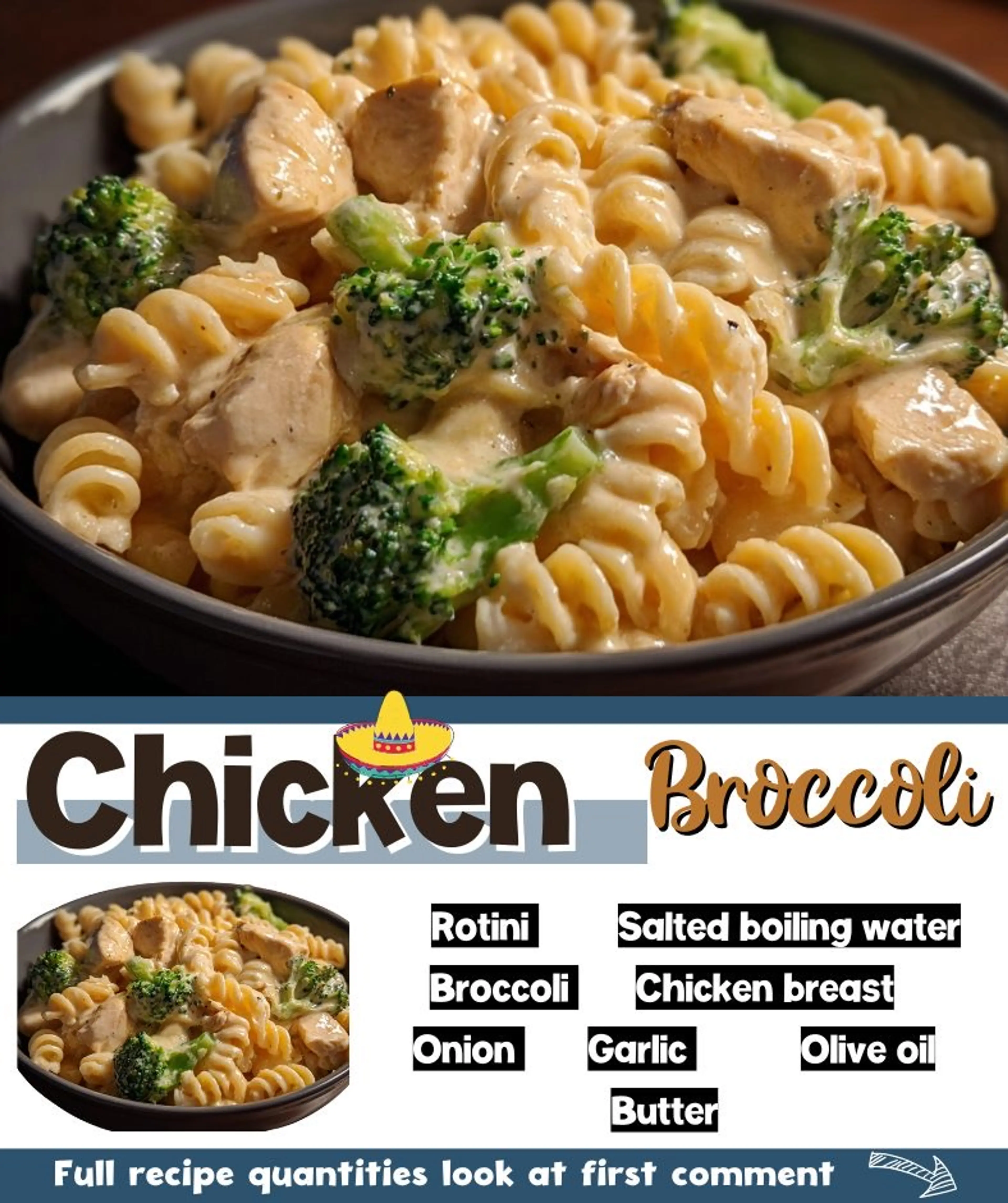 Creamy Garlic Chicken & Broccoli Rotini Bowl