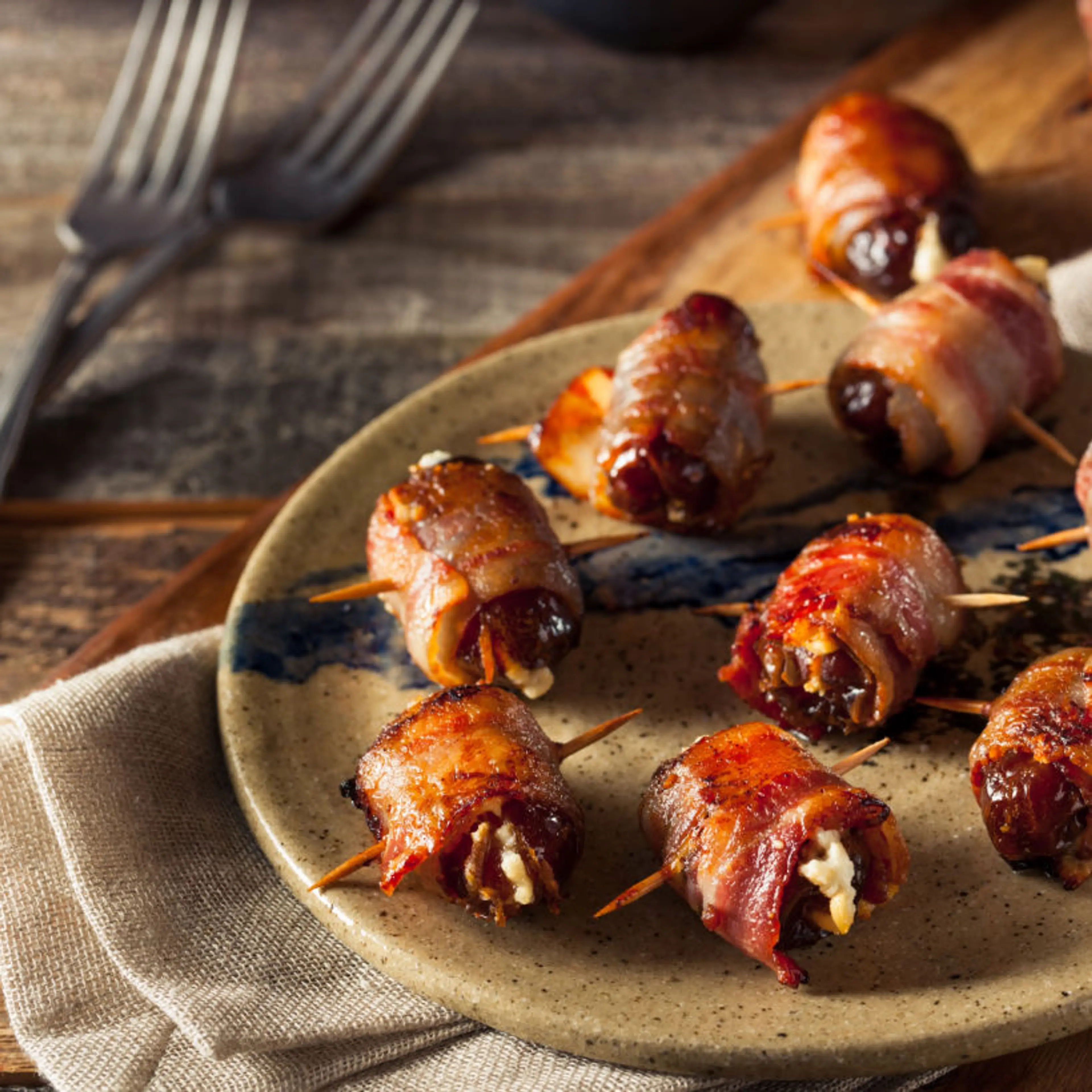 Goat Cheese Stuffed Dates Wrapped in Bacon