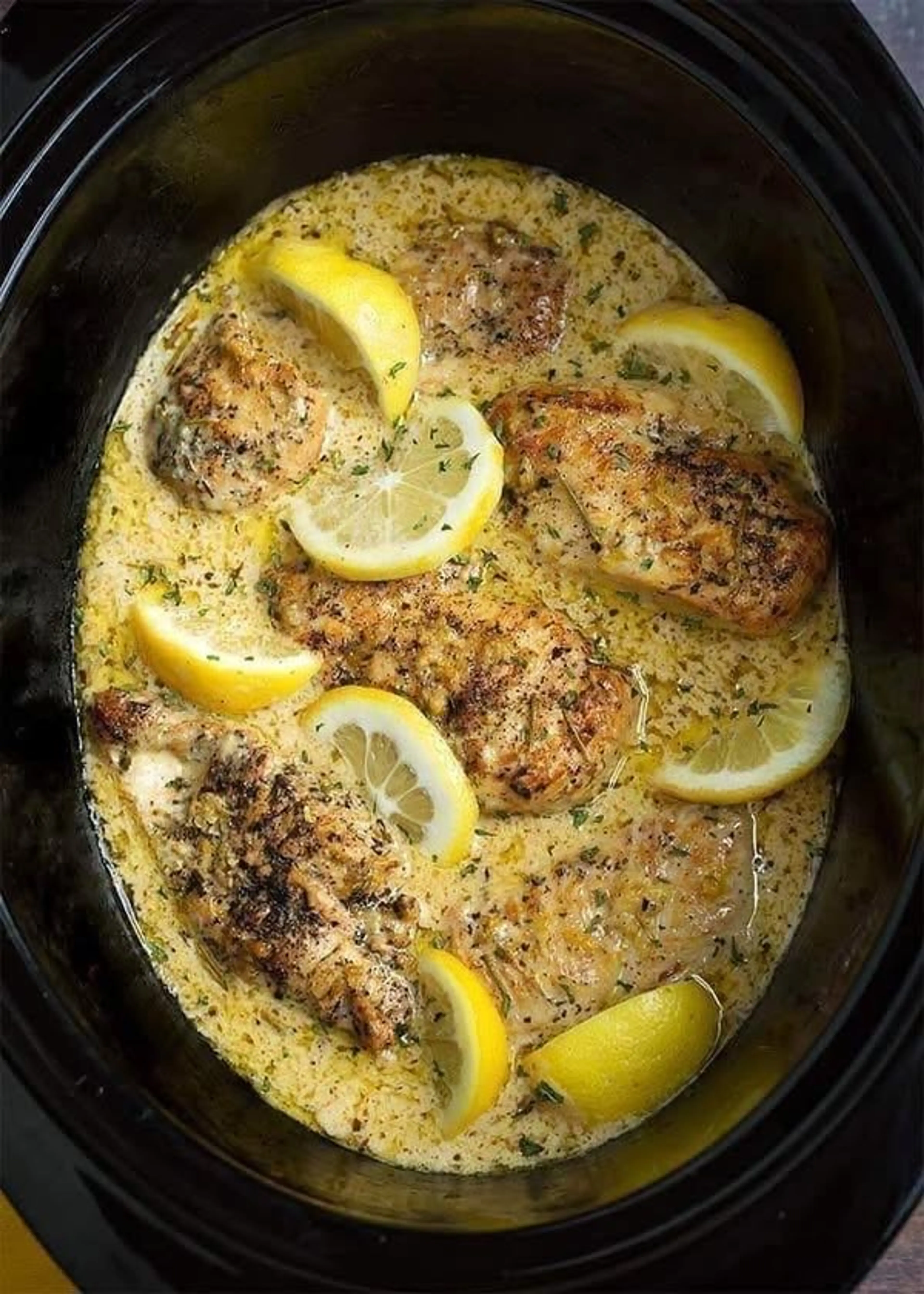 Crock Pot Creamy Lemon Garlic Butter Chicken
