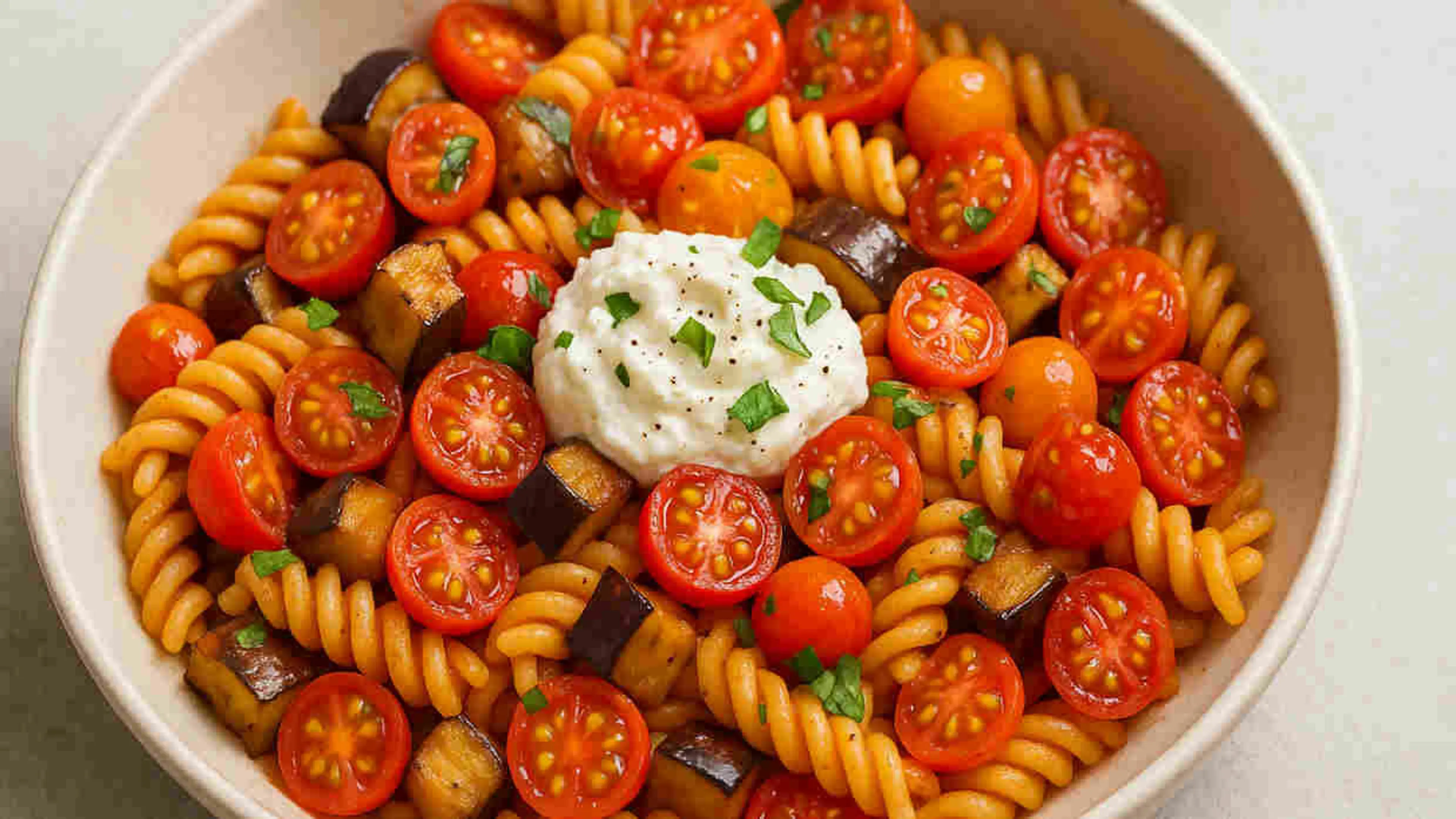 Fresh Tomato and Eggplant Pasta