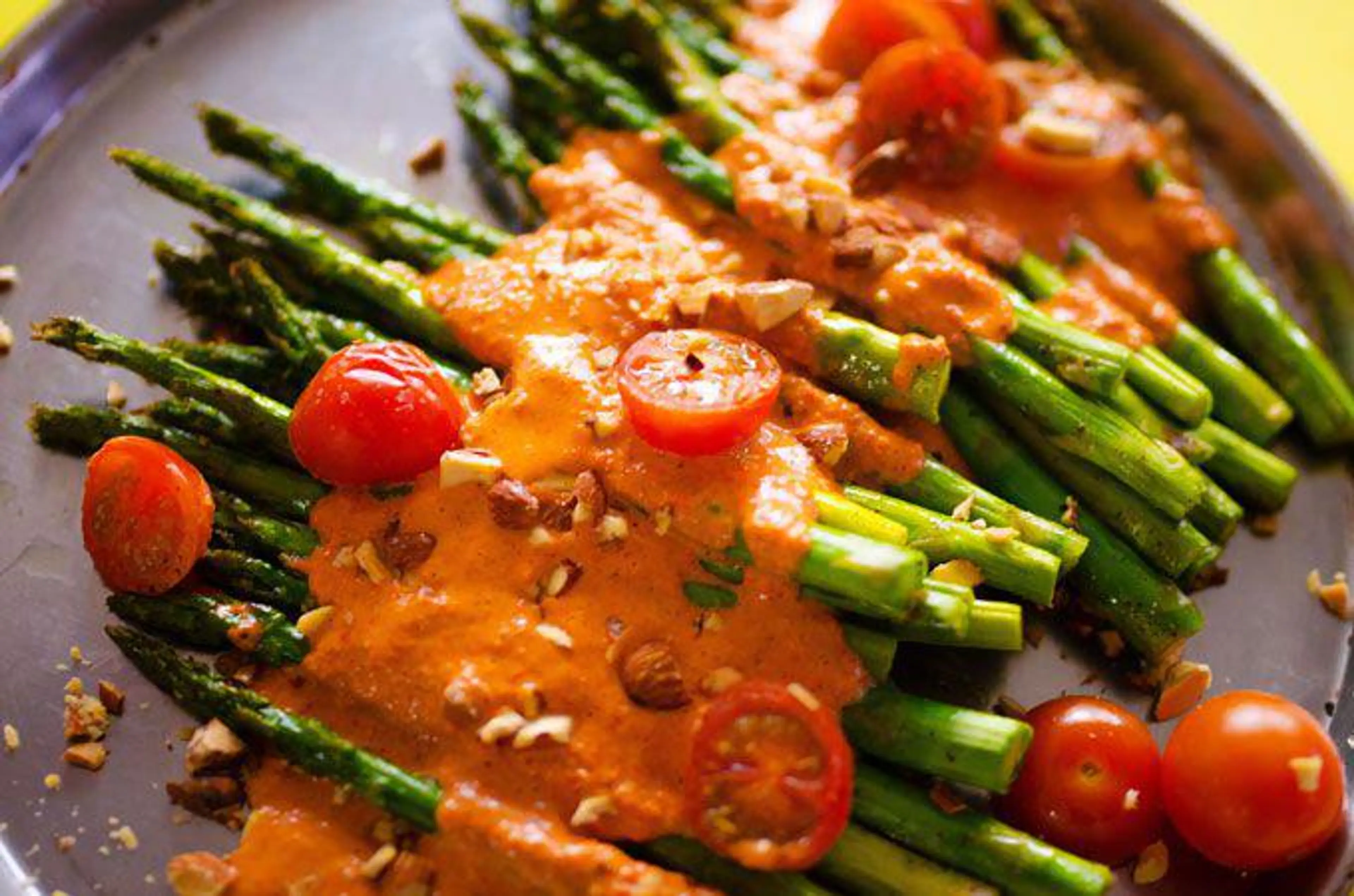 Roasted Asparagus with Romesco Sauce