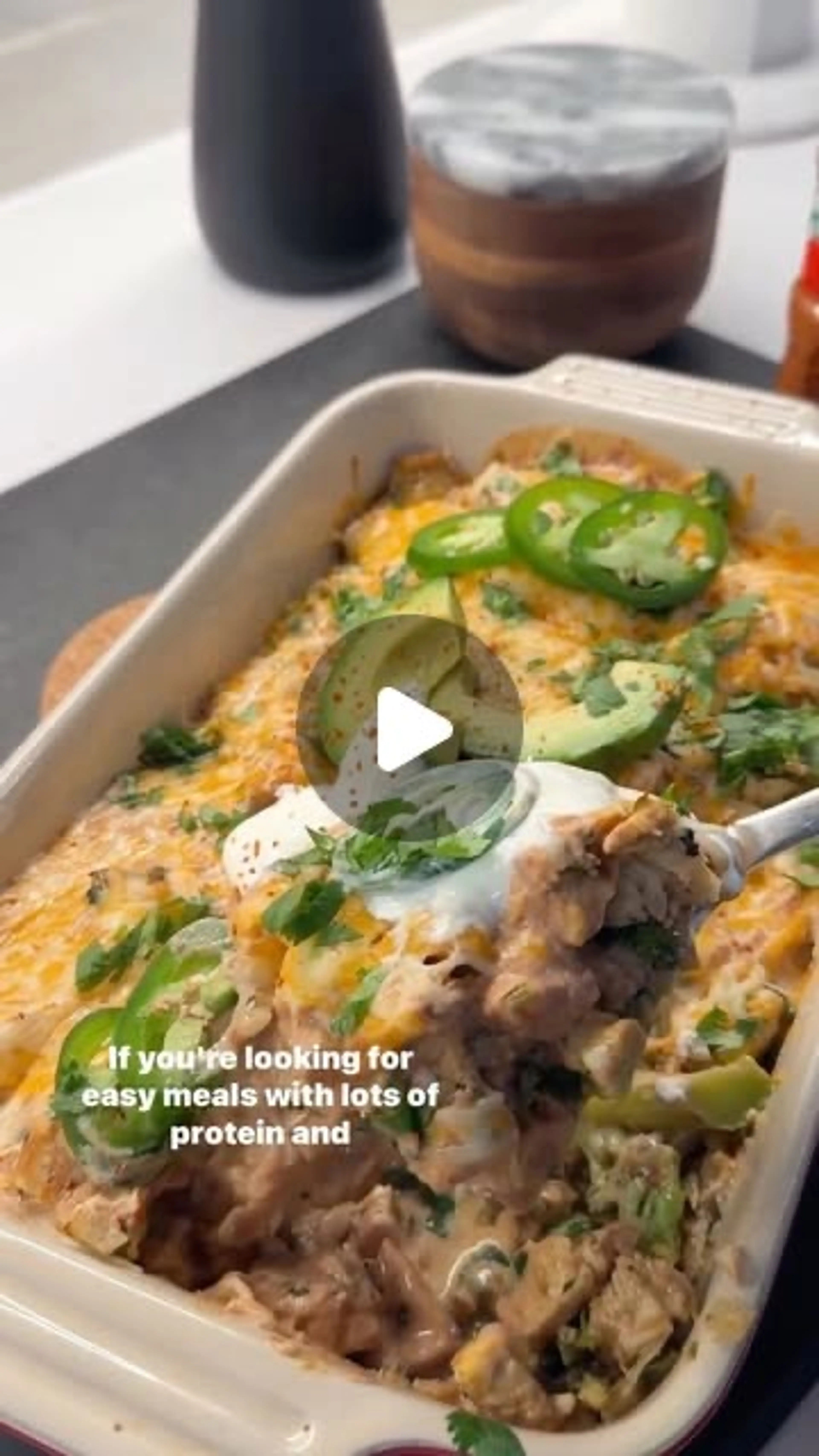 High Protein Chicken Enchilada Bake
