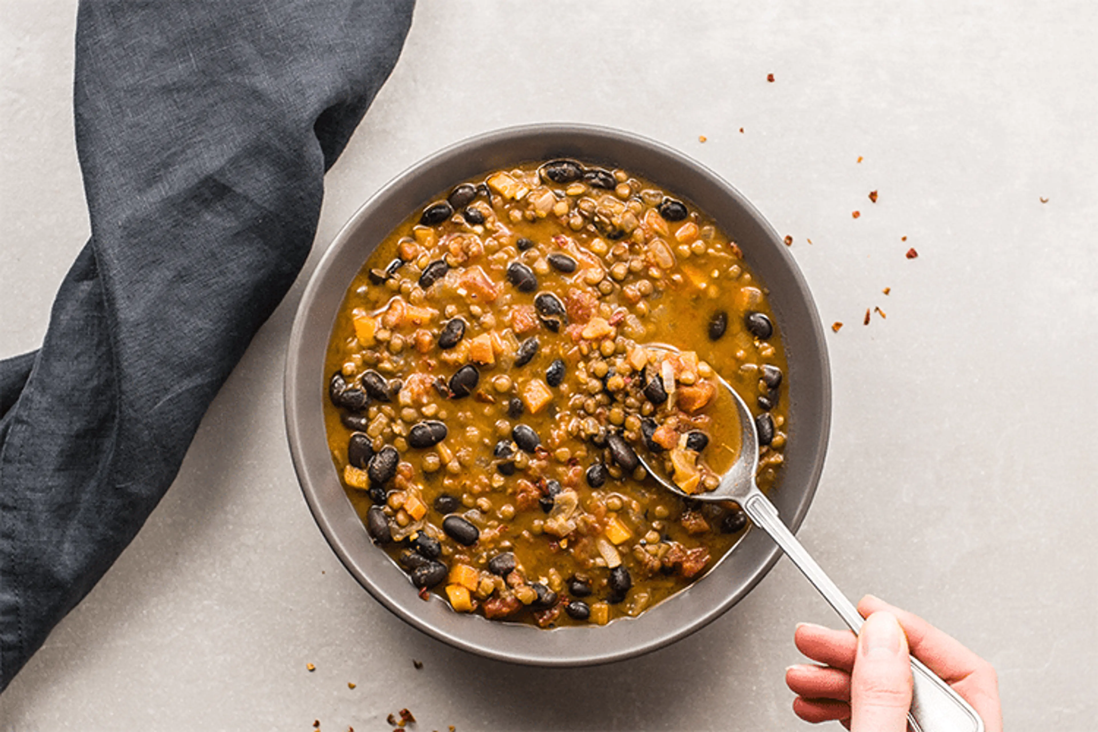 Protein Packed Black Bean and Lentil Soup
