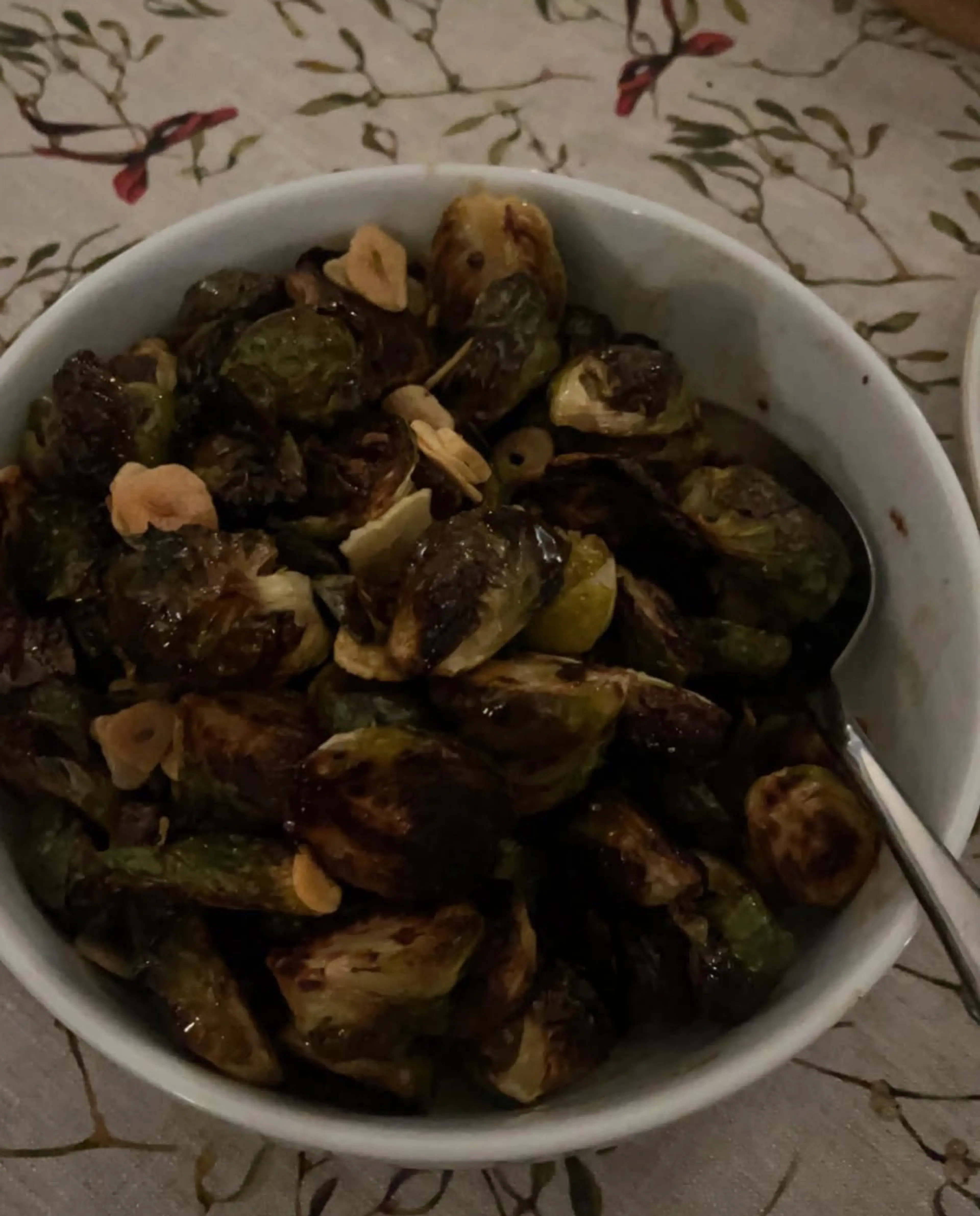 Charred Brussels with Soy Butter & Fried Garlic