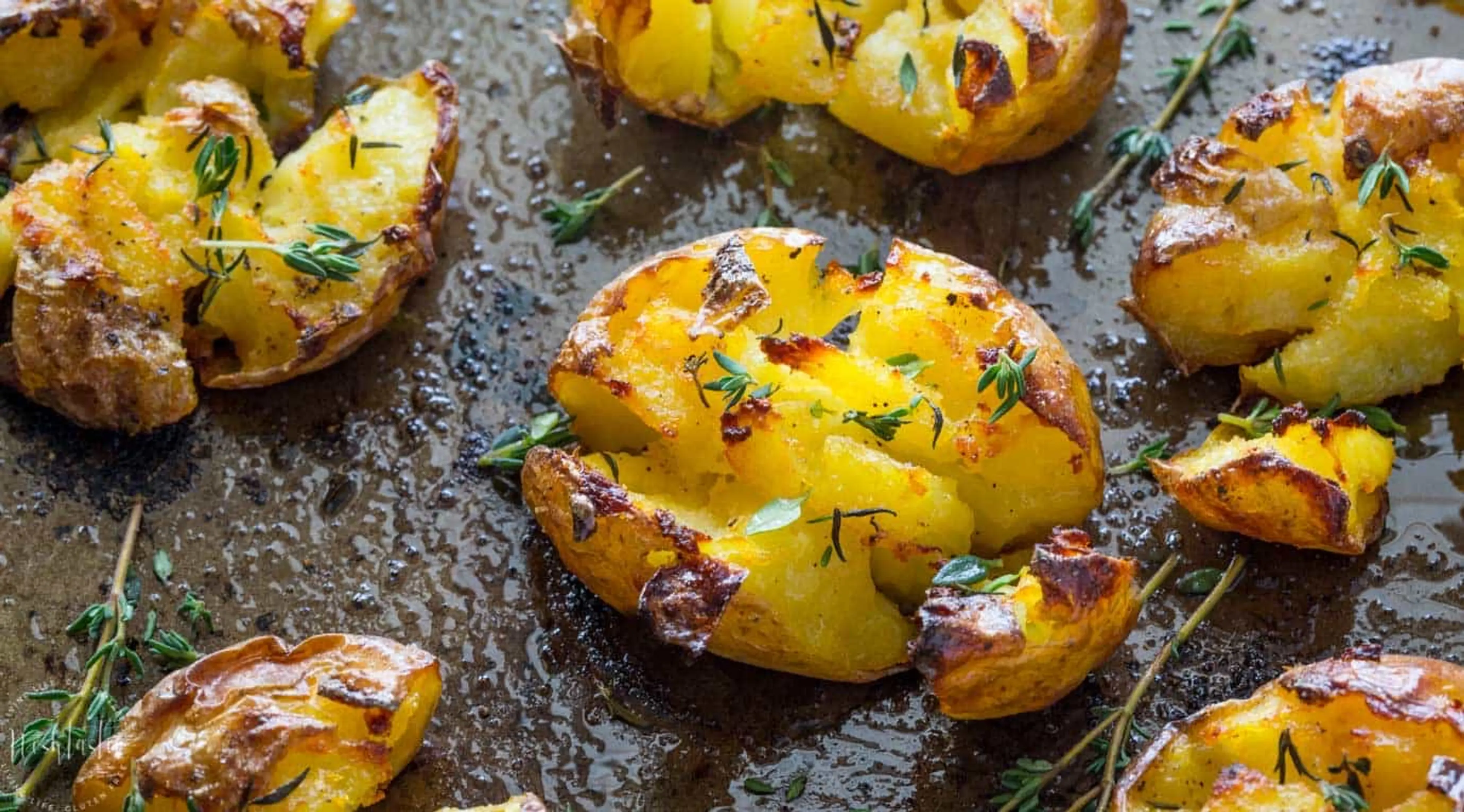 Truly Crispy Smashed Potatoes with Garlic