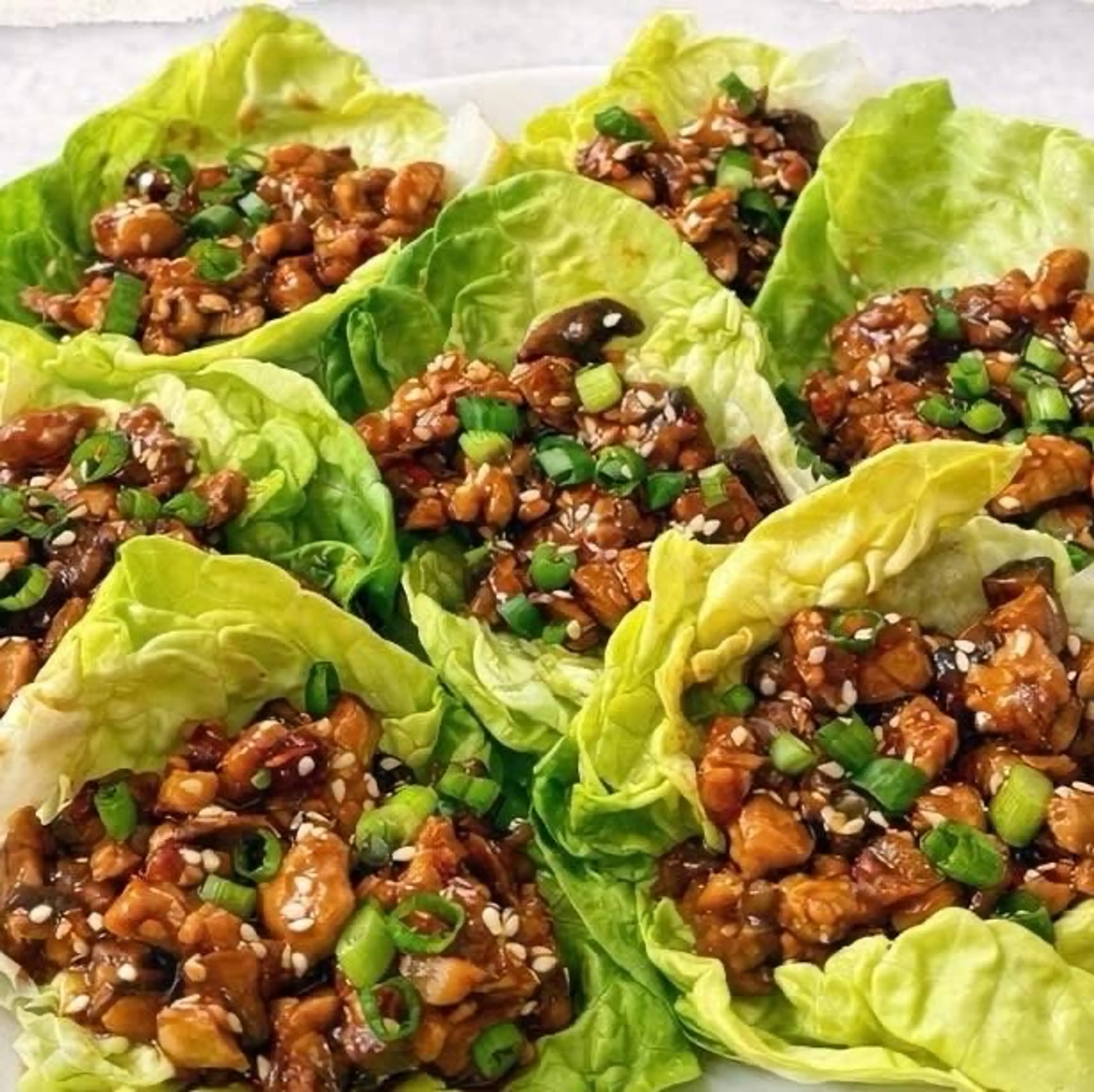 Asian Chicken Lettuce Wraps. Savory, Slightly Sweet, and Ful
