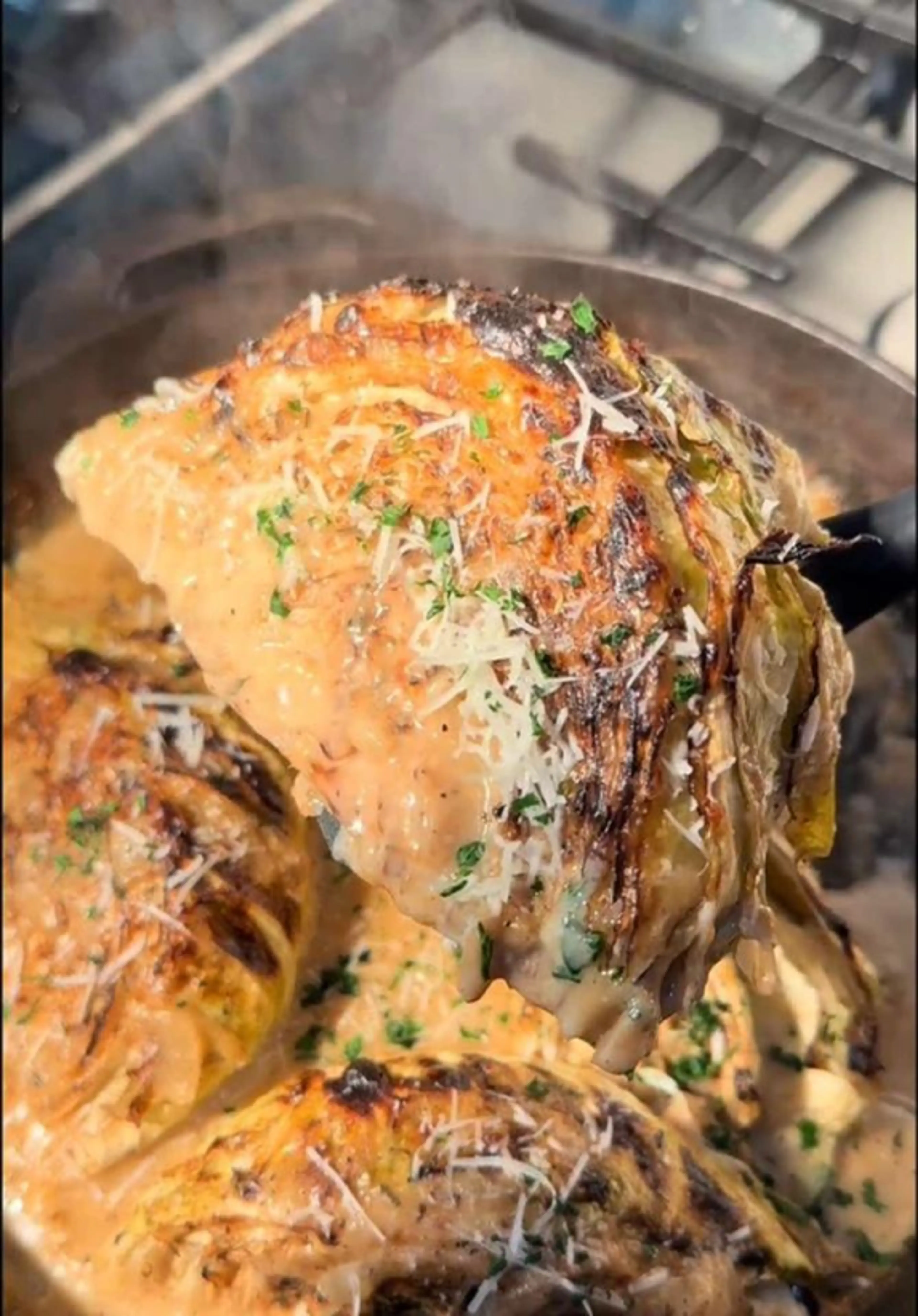 Garlic Parm Melting Cabbage