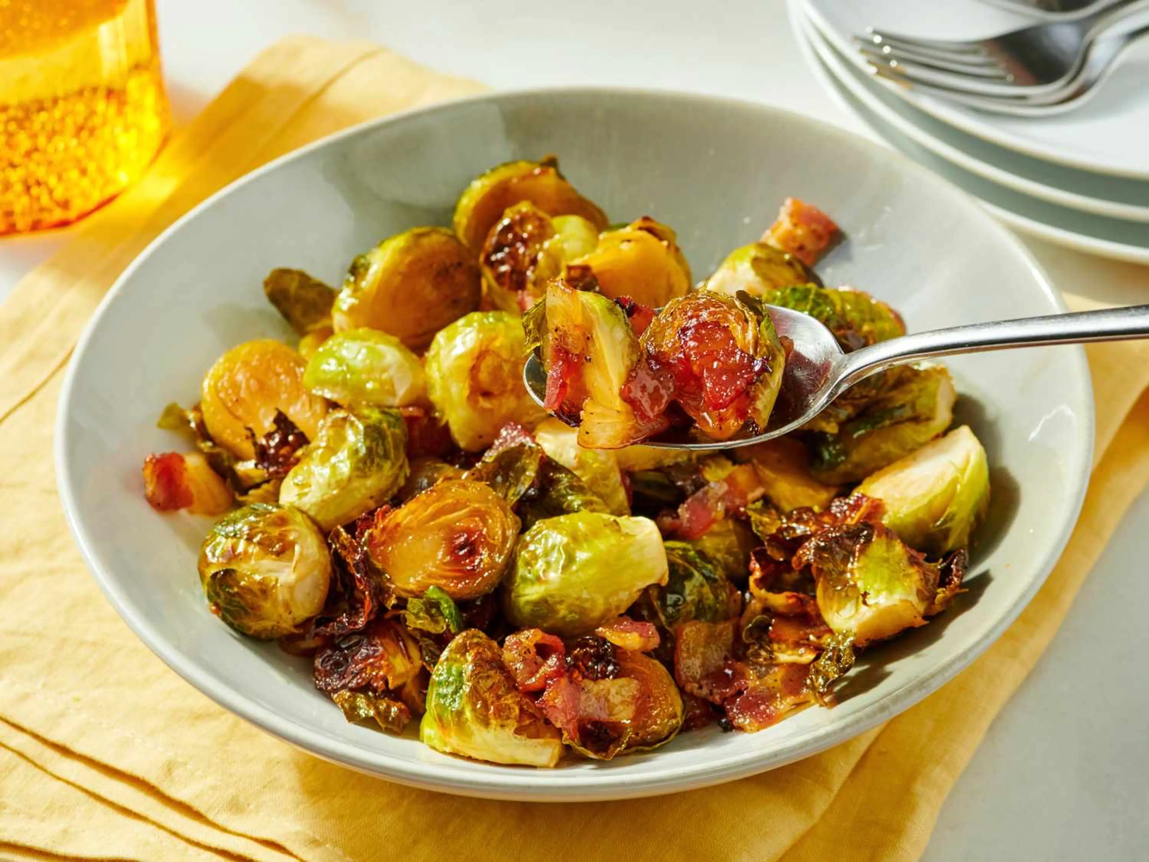 Maple Roasted Brussels Sprouts with Bacon
