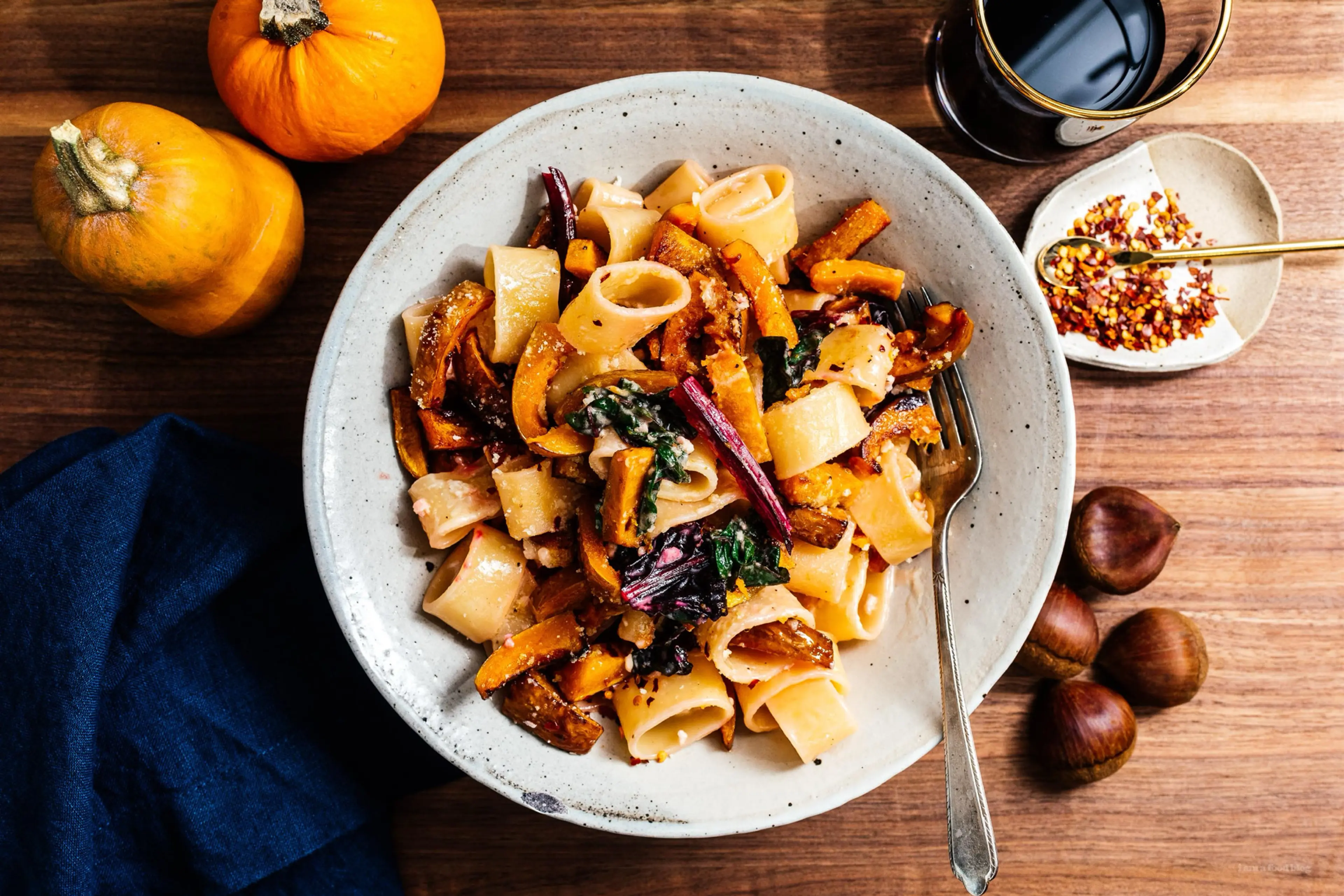 Pan-Roasted Honeynut Squash with Creamy Garlicky Pasta