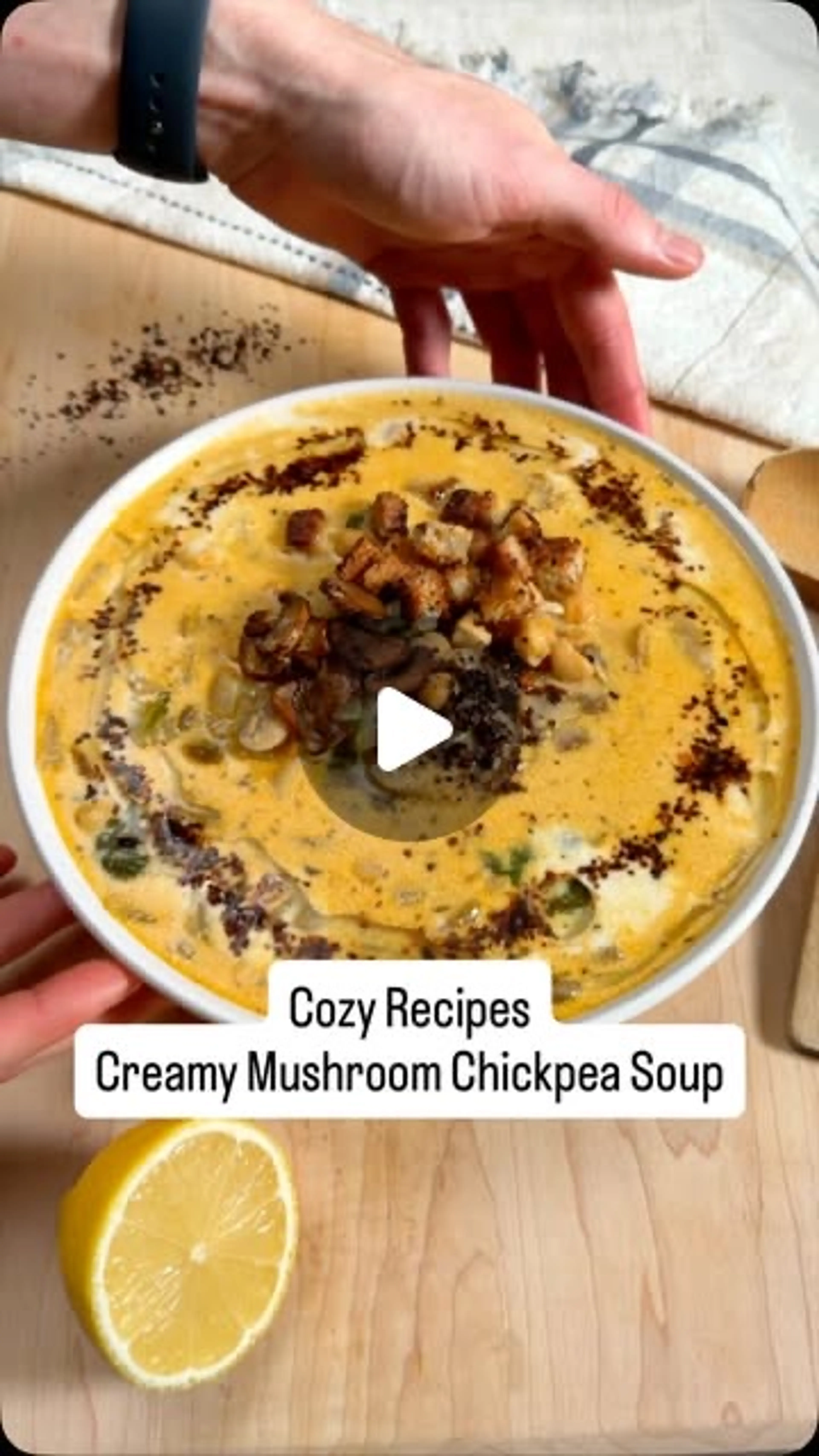 Creamy Mushroom Chickpea Soup