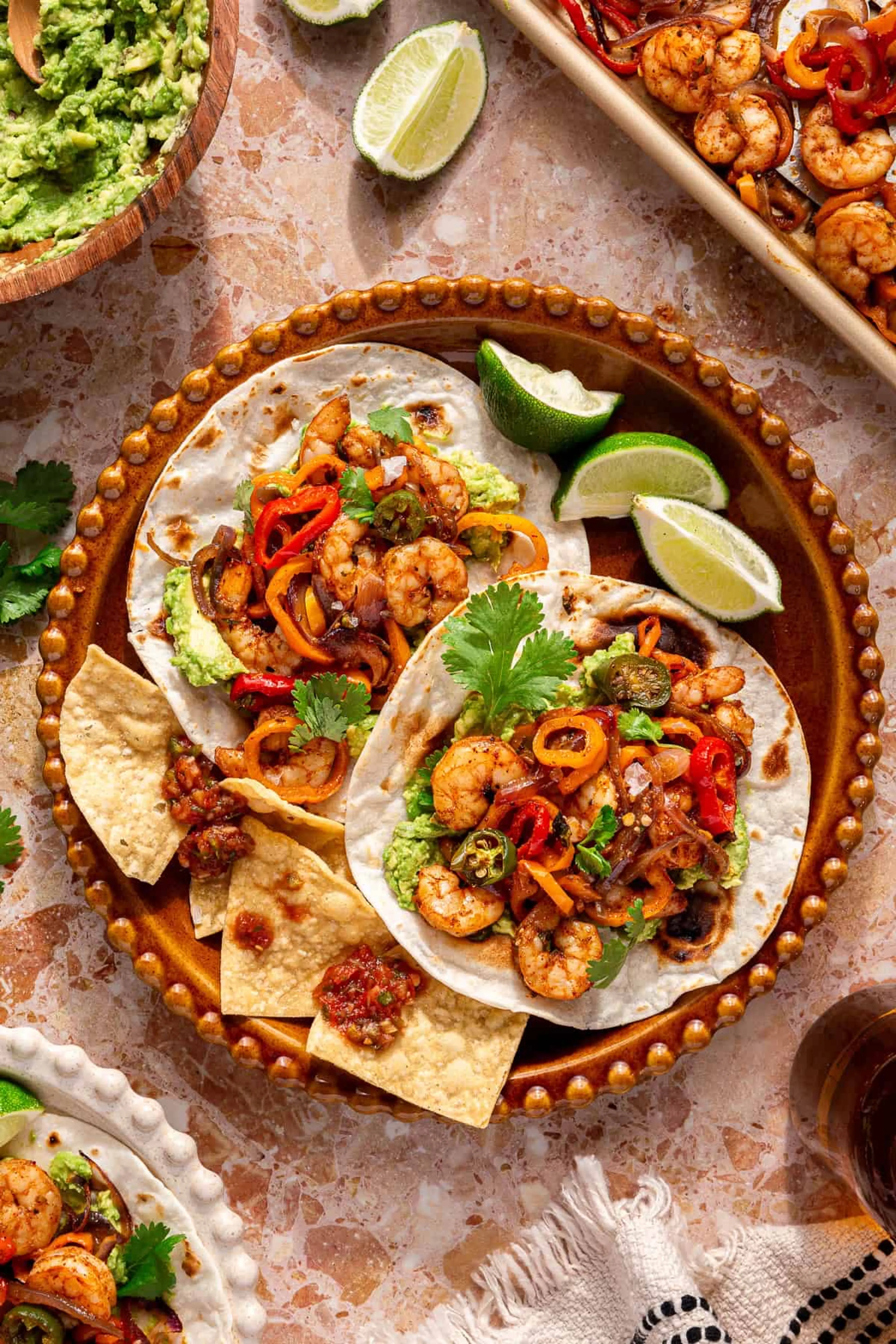 Sheet Pan Shrimp Fajita Tacos