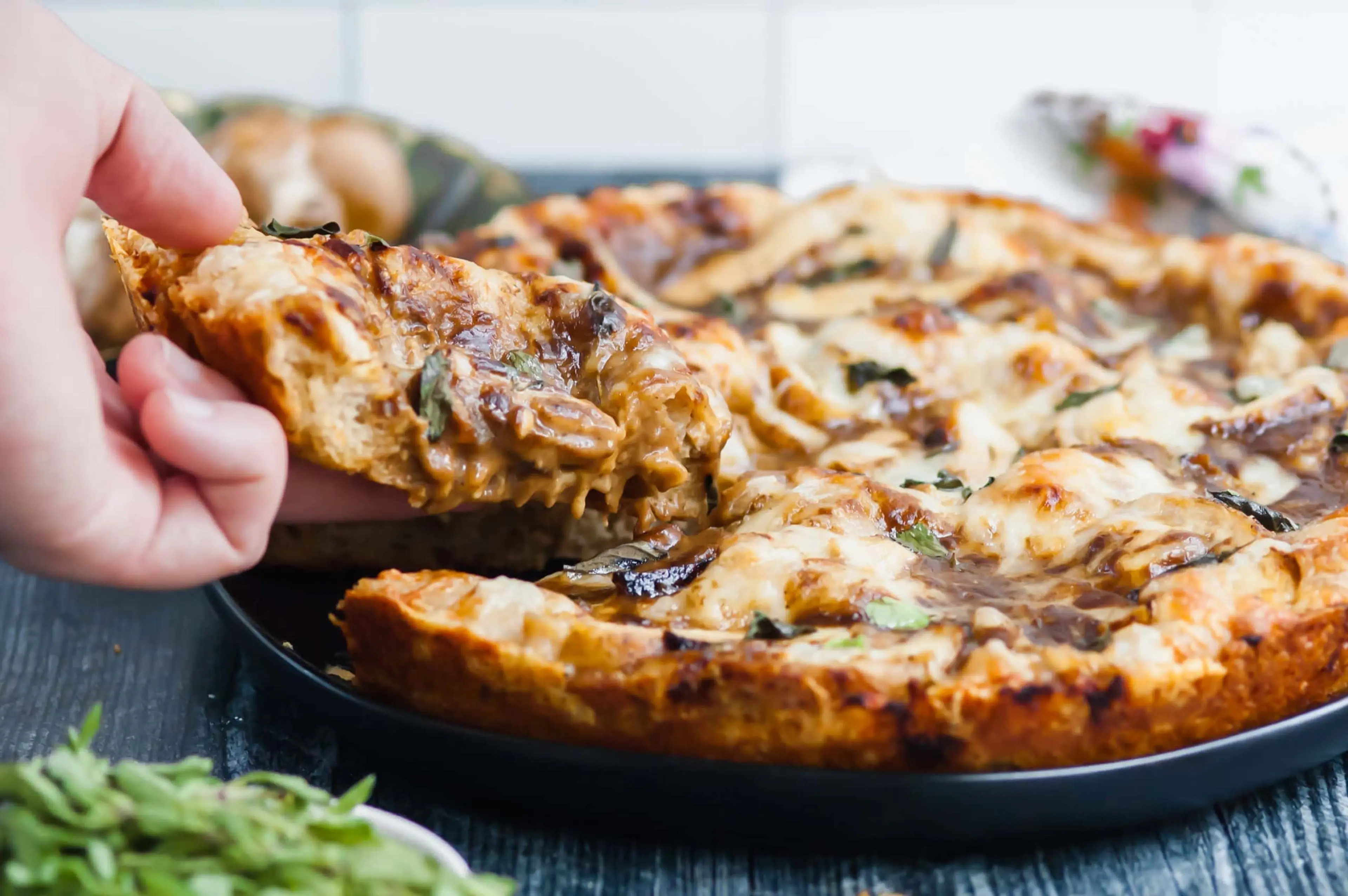 Thick Crust Chicken Marsala Pizza (Cast Iron Skillet)