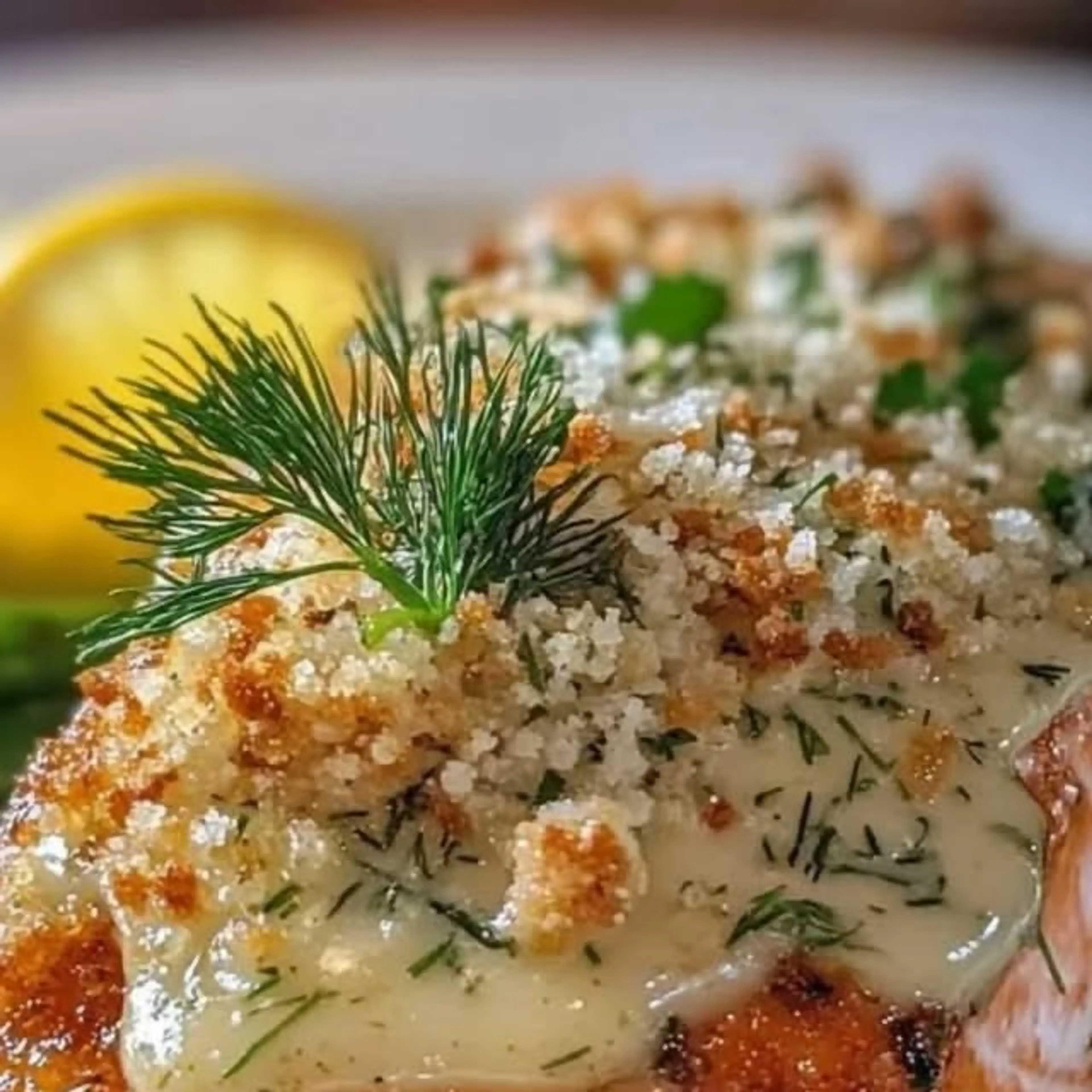 Special Herb-crusted Salmon with Lemon-dill Sauce