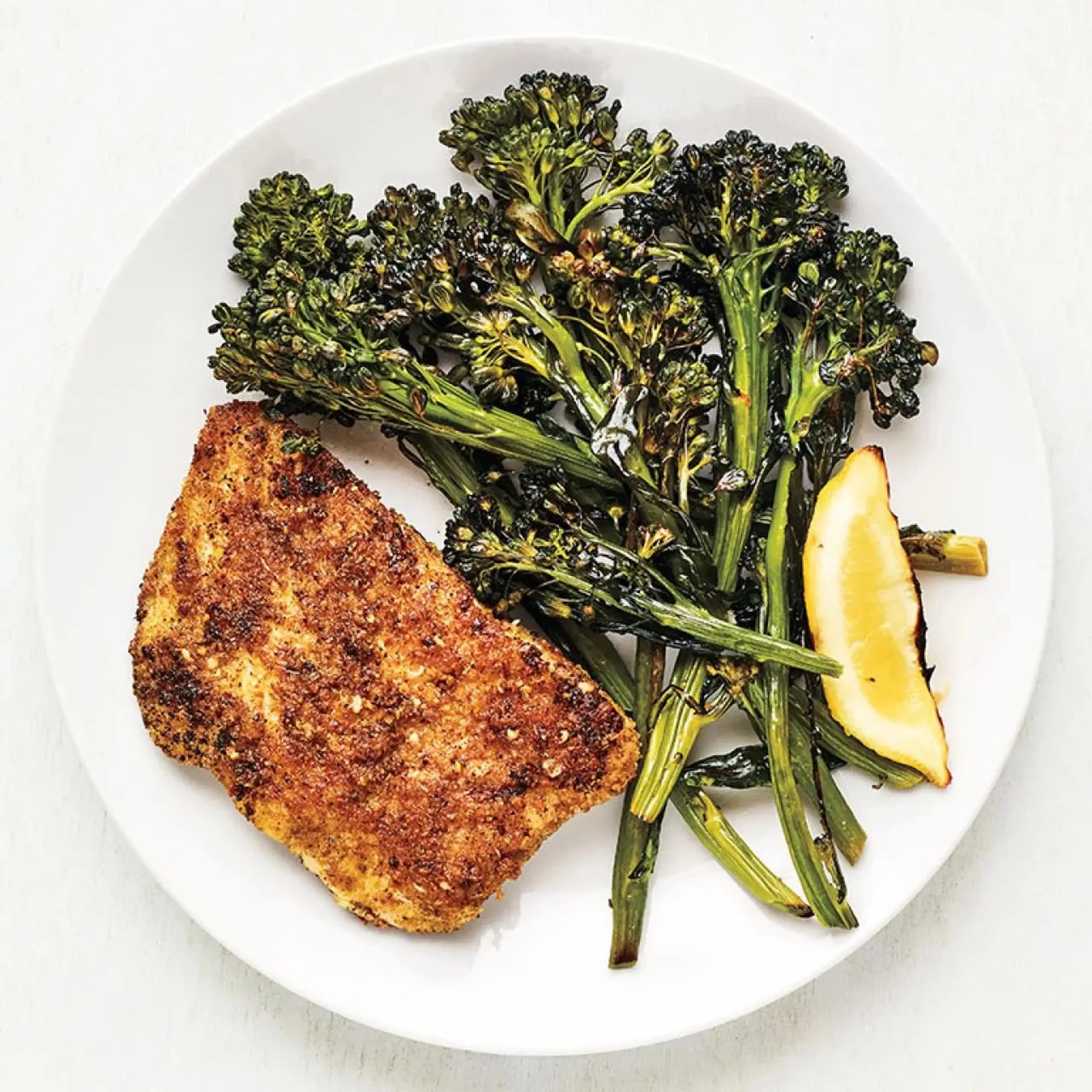 Pistachio-Crusted Halibut with Roasted Broccolini