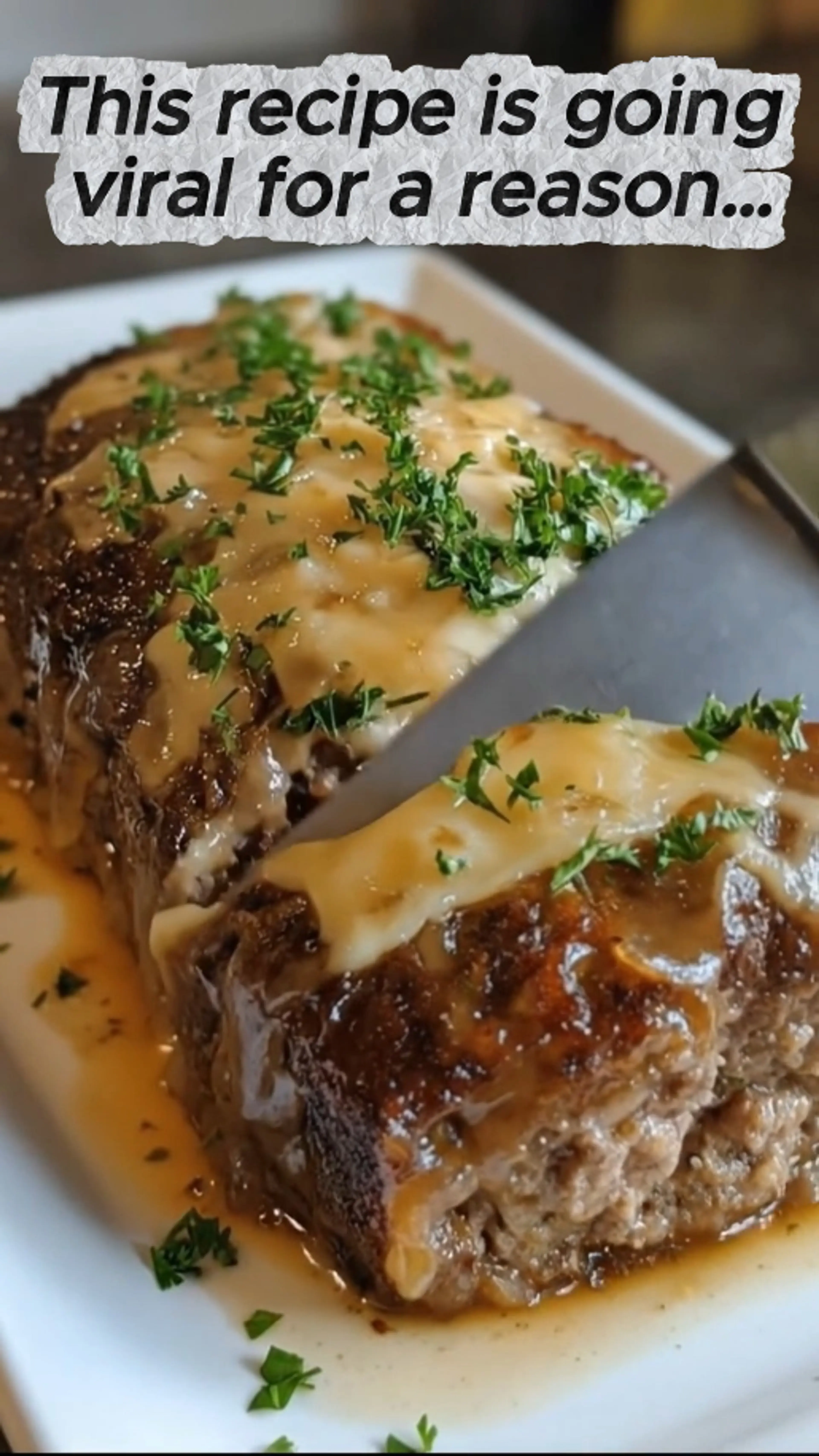 Crockpot French Onion Meatloaf with Melted Swiss Cheese