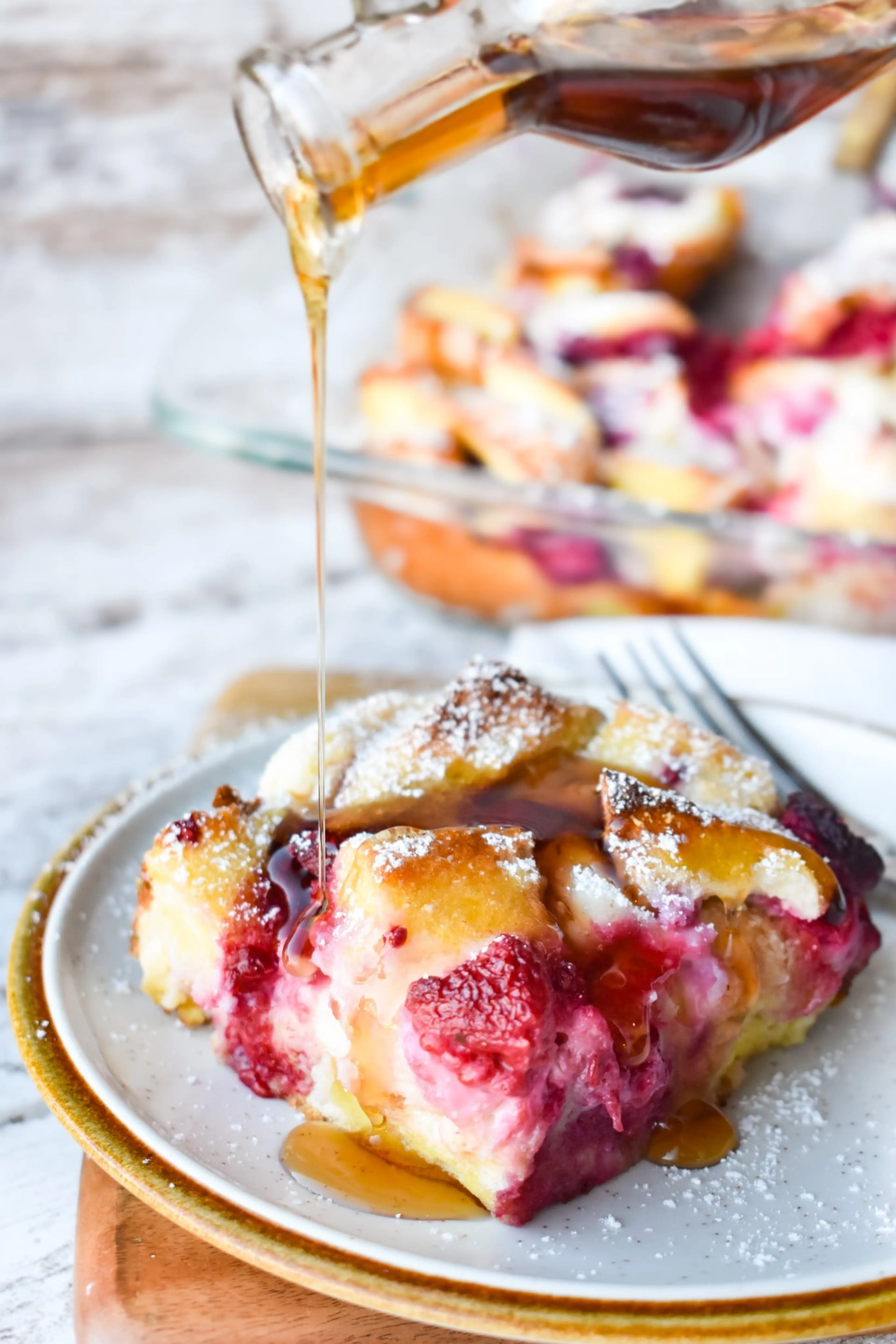 Raspberry Cheesecake French Toast Casserole