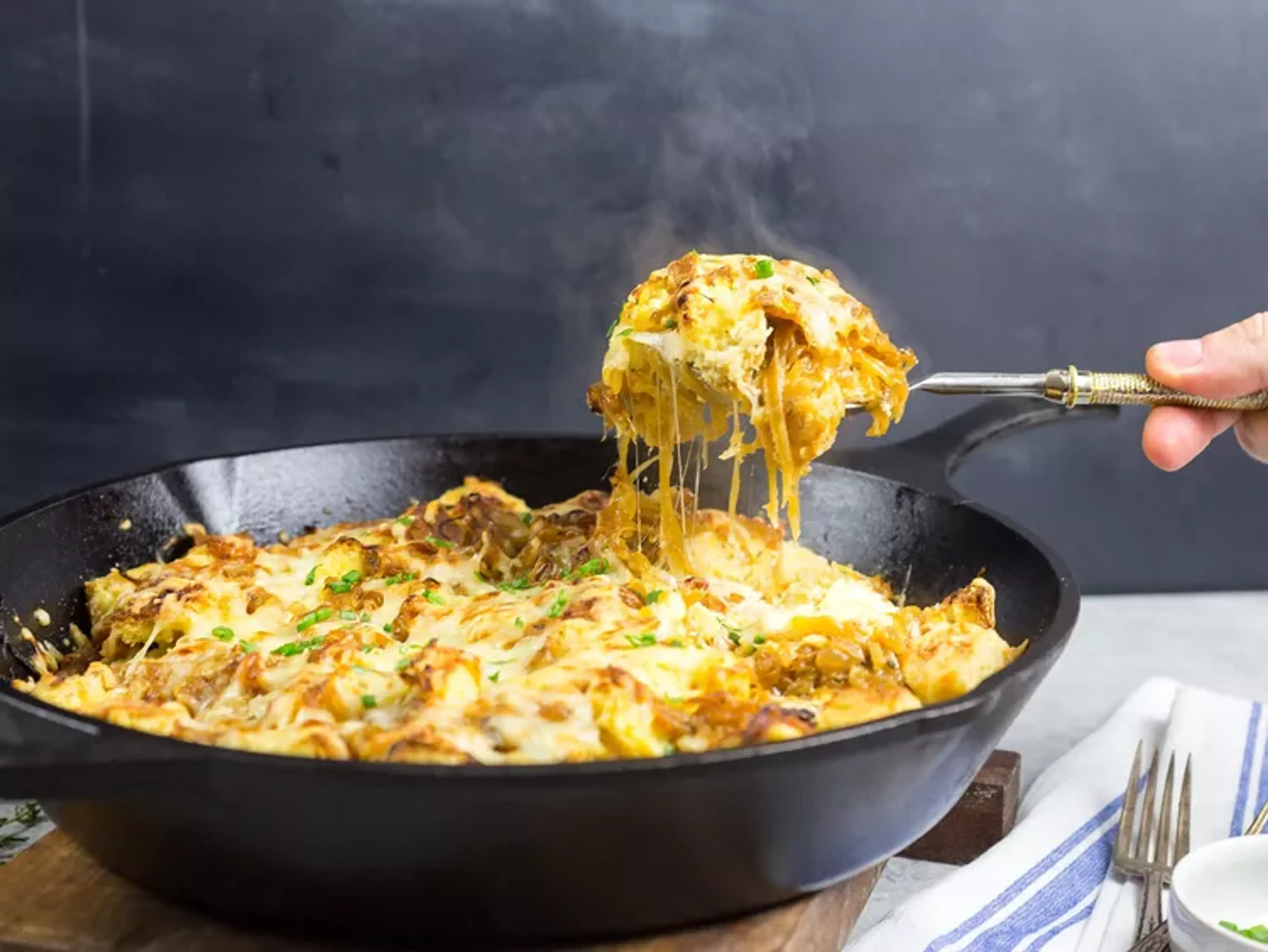 French Onion Strata (Cheesey Bread Pudding)