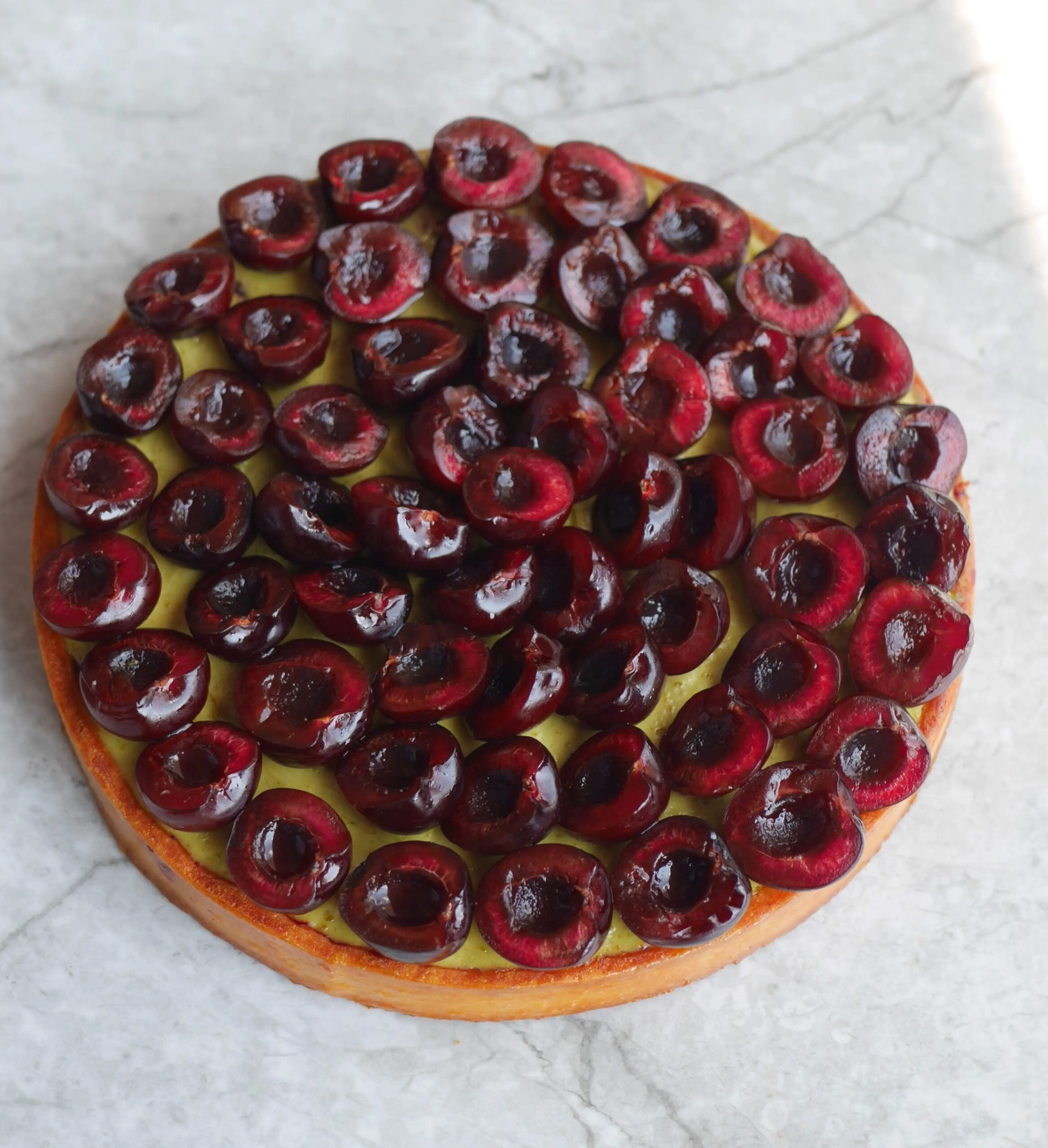 Pistachio and cherry tart