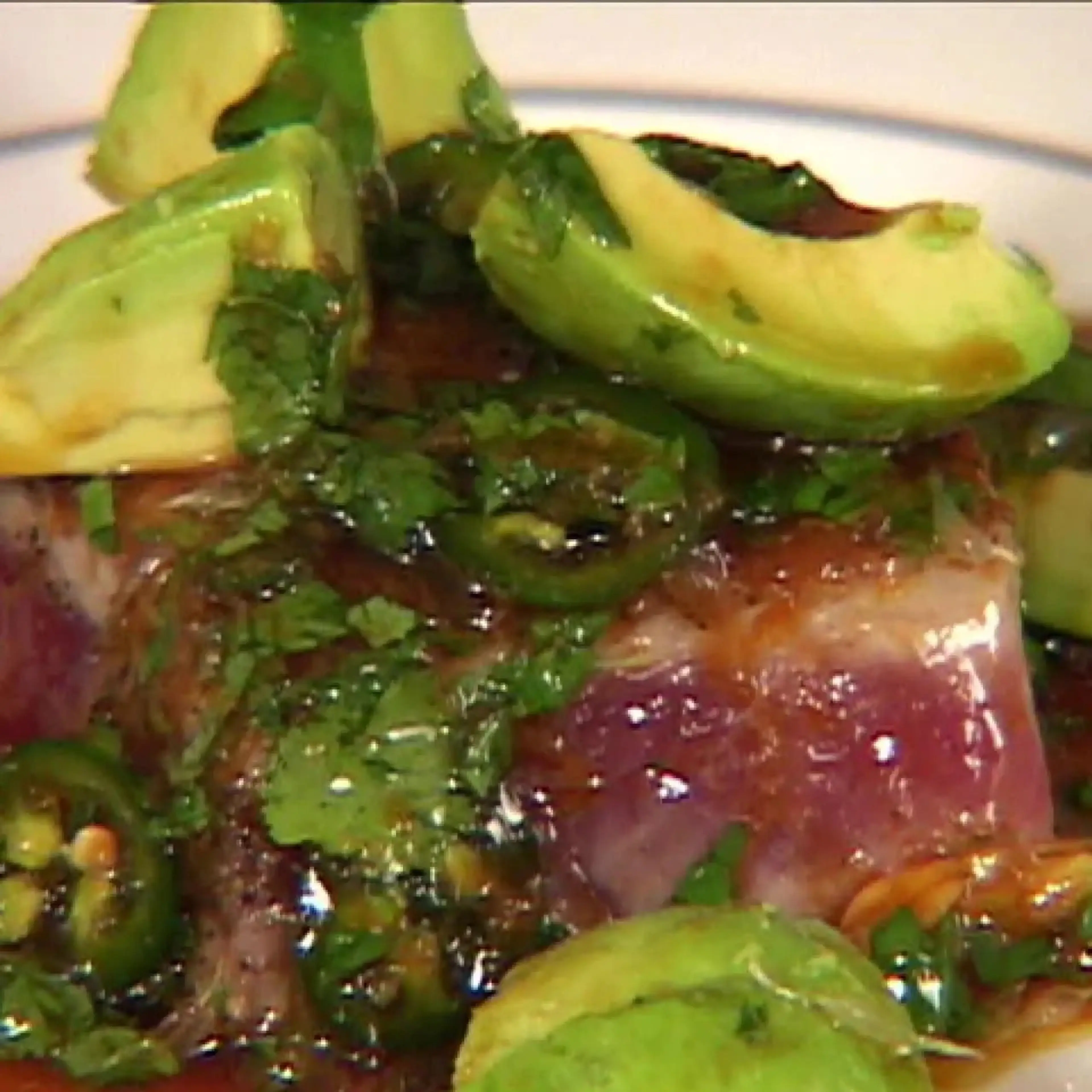 Pan-Seared Tuna with Avocado, Soy, Ginger, and Lime