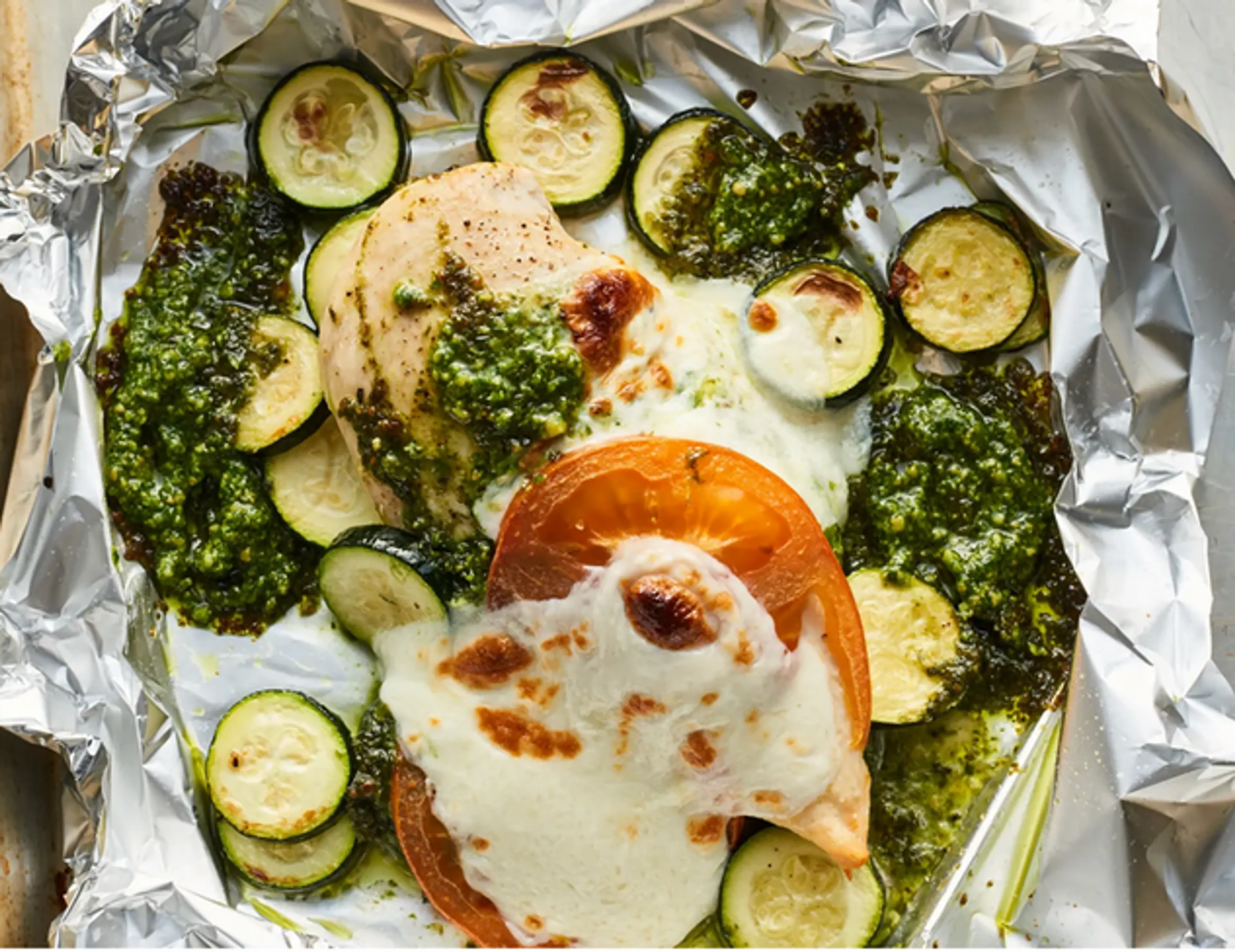 Caprese Chicken and Zucchini Packets