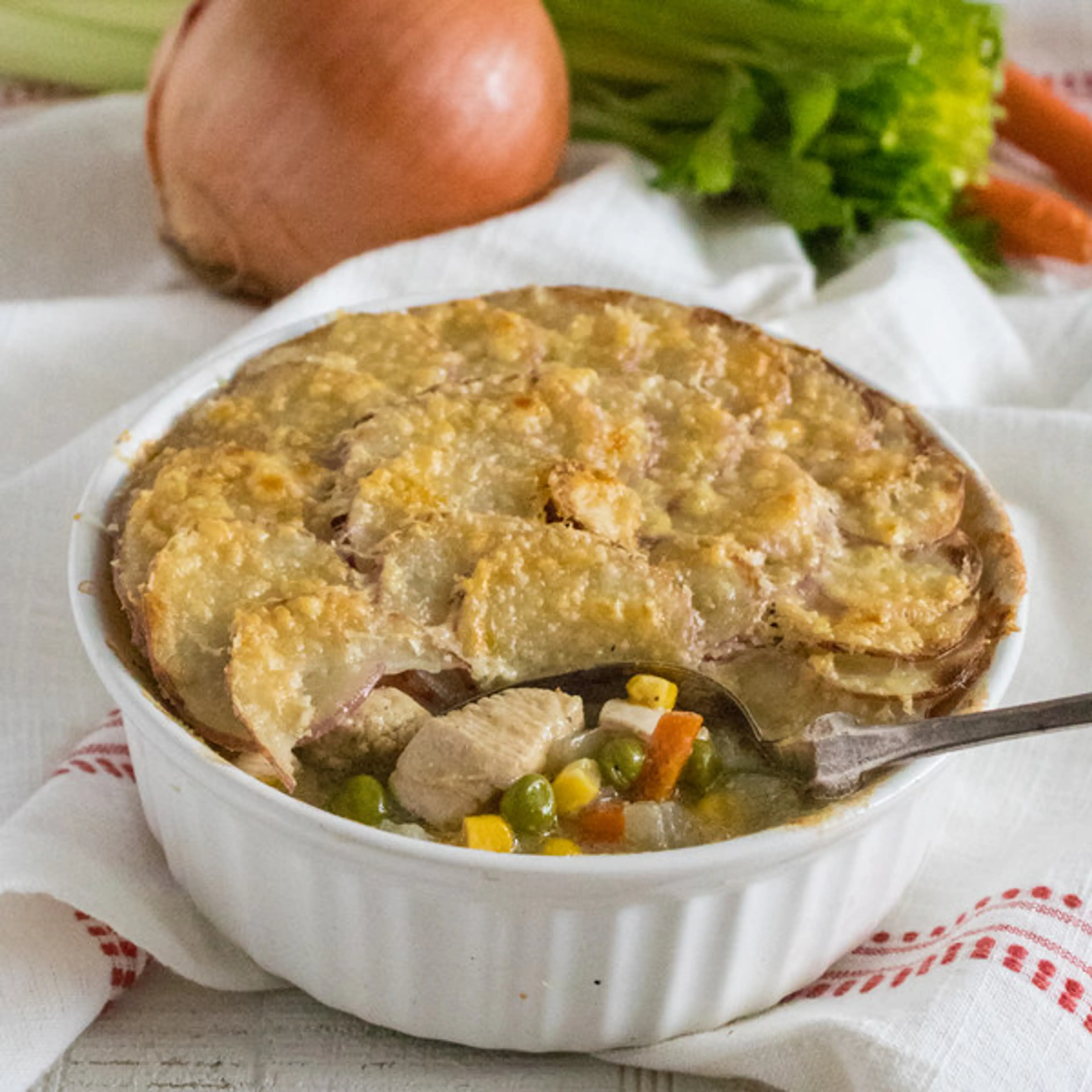 Chicken Pot Pie with Parmesan Potato Crust