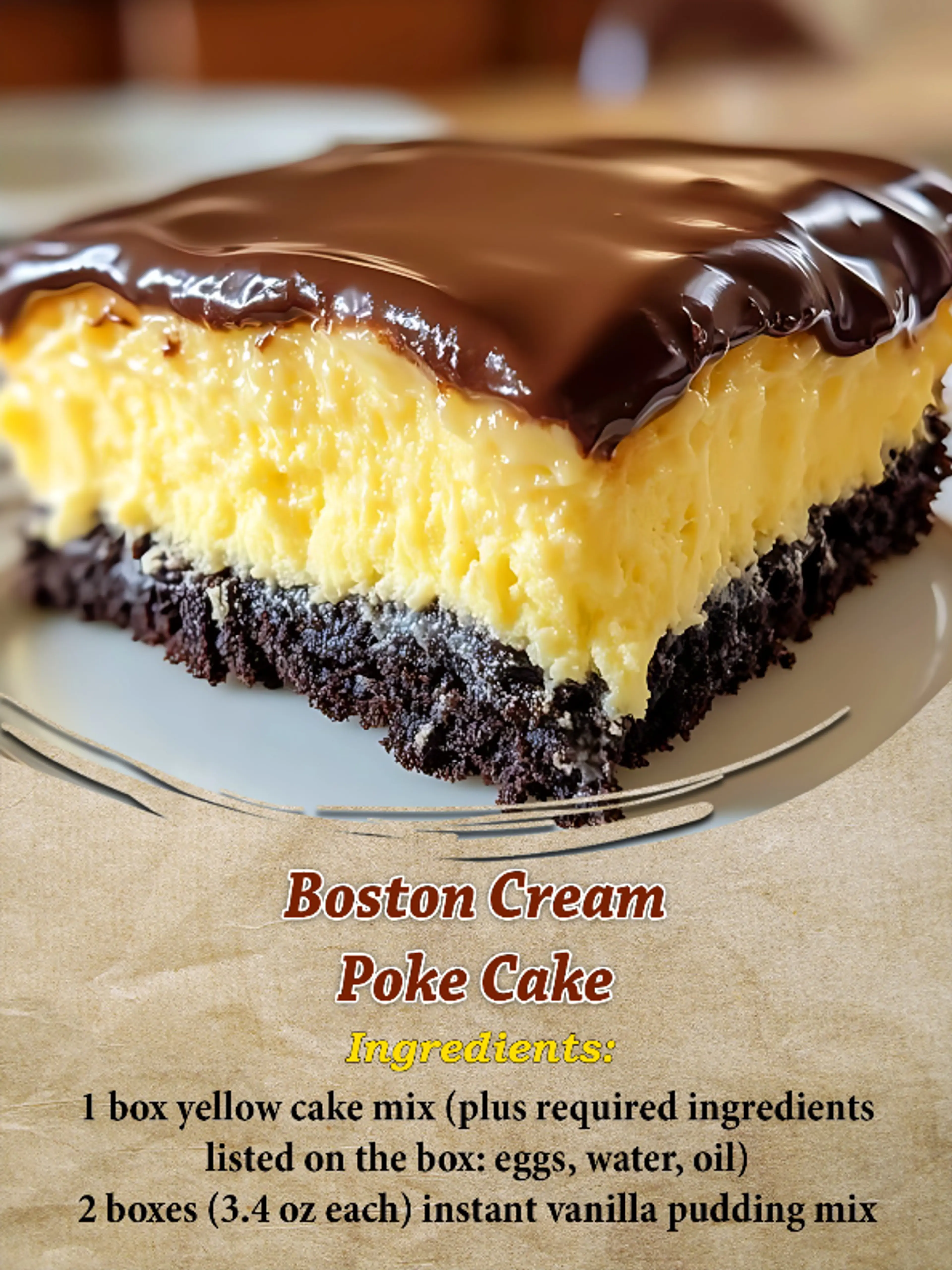 Boston Cream Poke Cake