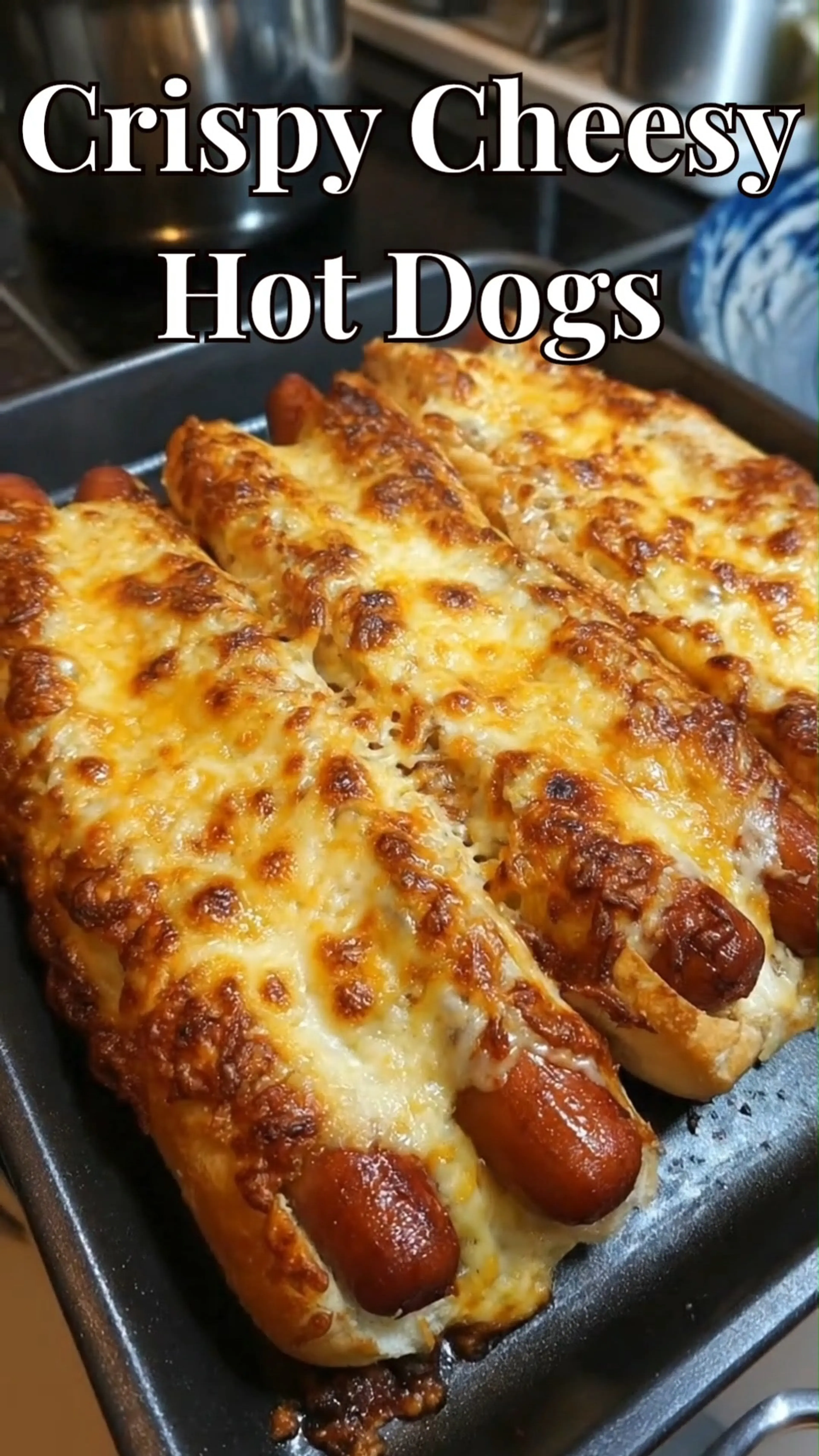 Crispy Cheesy Baked Hot Dogs