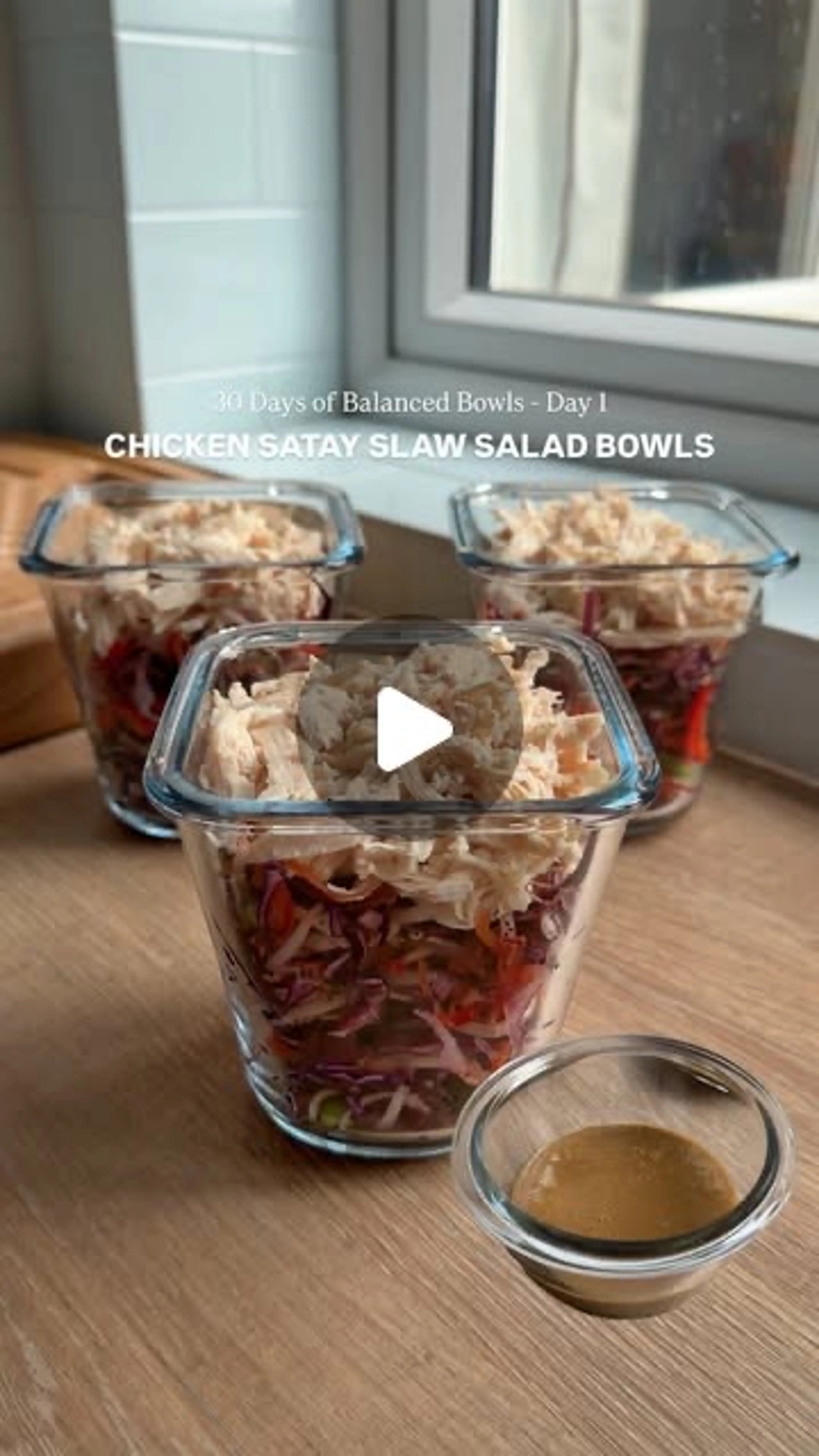 Crunchy Chicken Satay Slaw Salad Bowls
