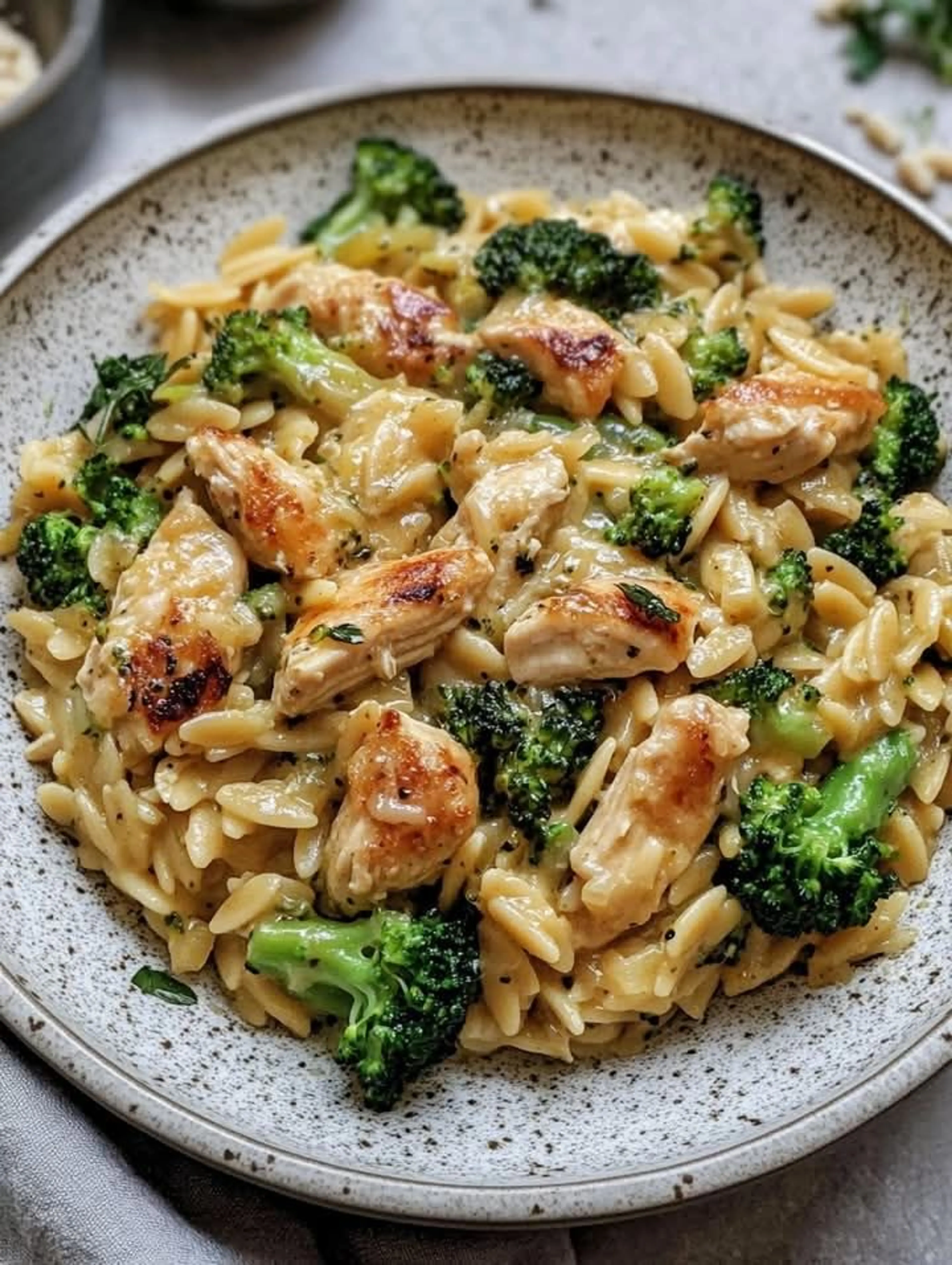 Broccoli Cheddar Chicken Orzo