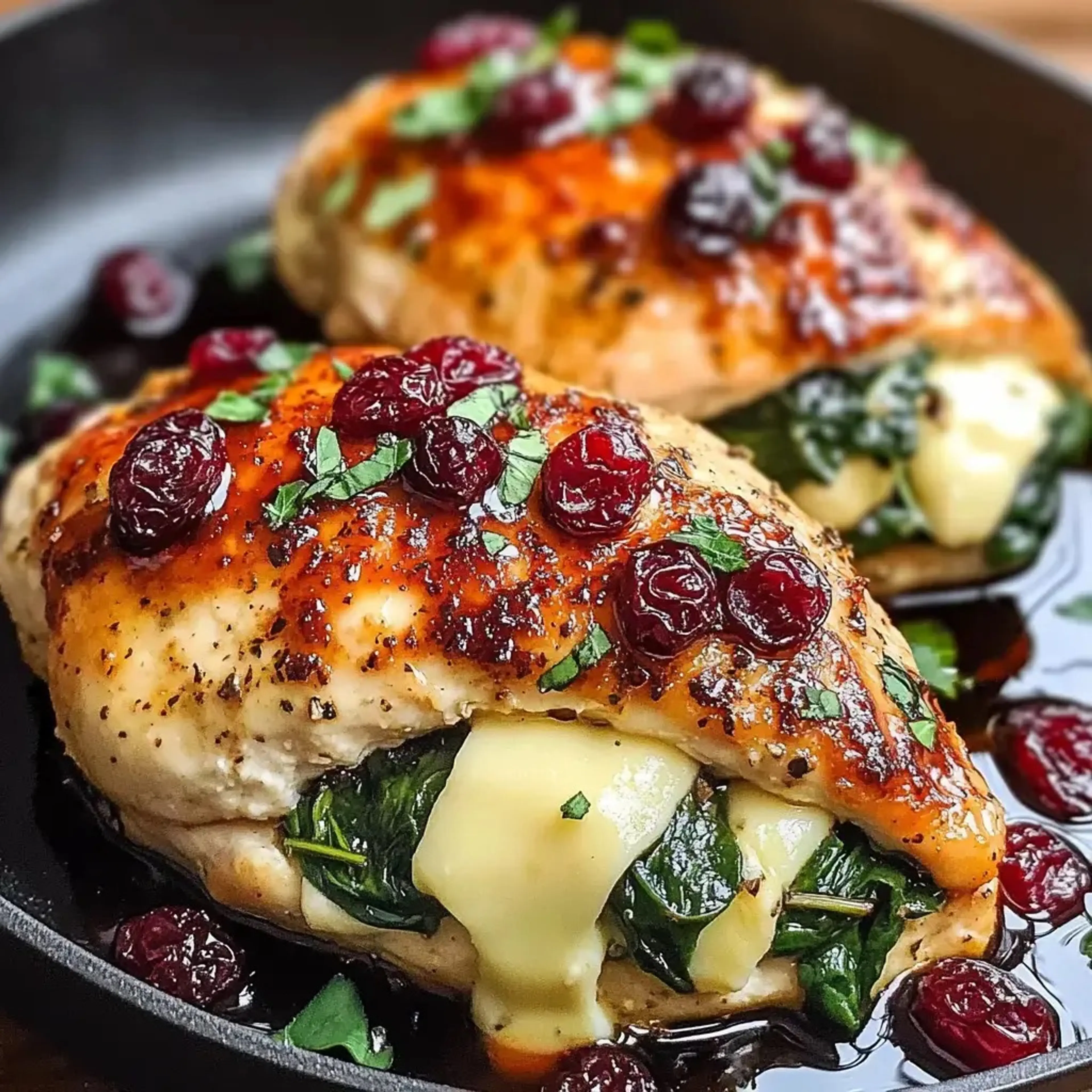 Cranberry & Spinach Stuffed Chicken Breasts with Brie