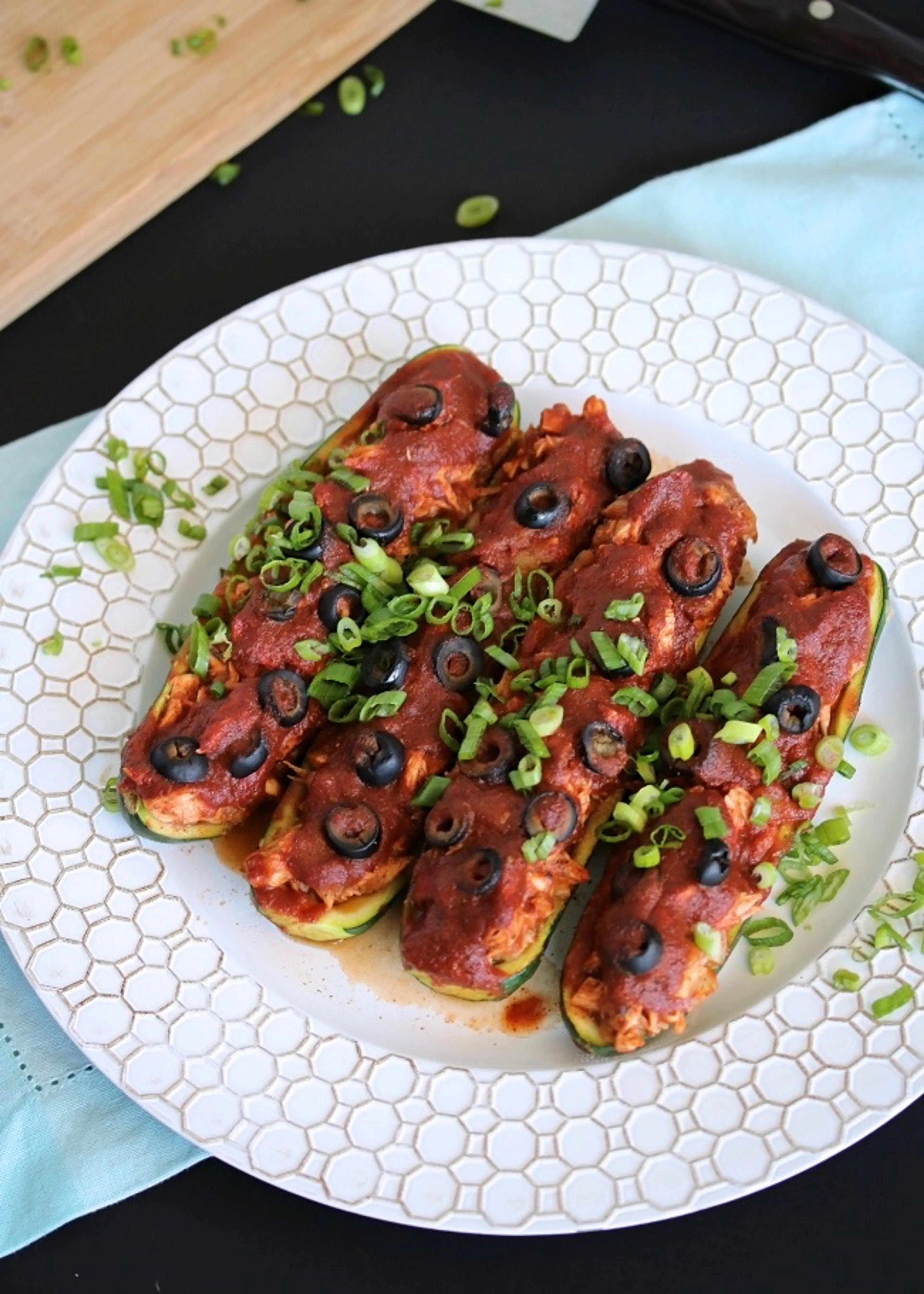 Enchilada Stuffed Zucchini Boats