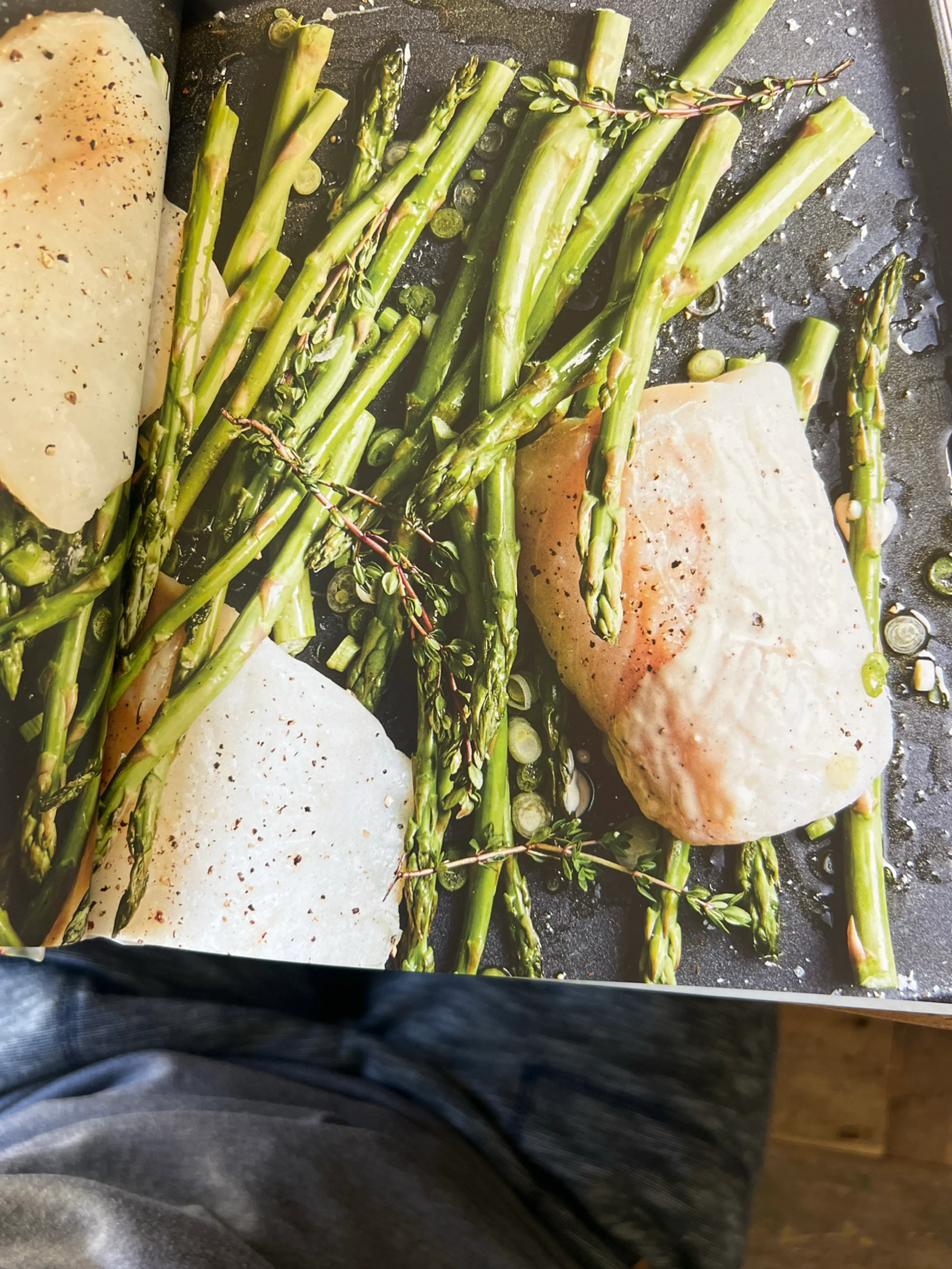 Tahini Roasted Cod with Asparagus and Thyme