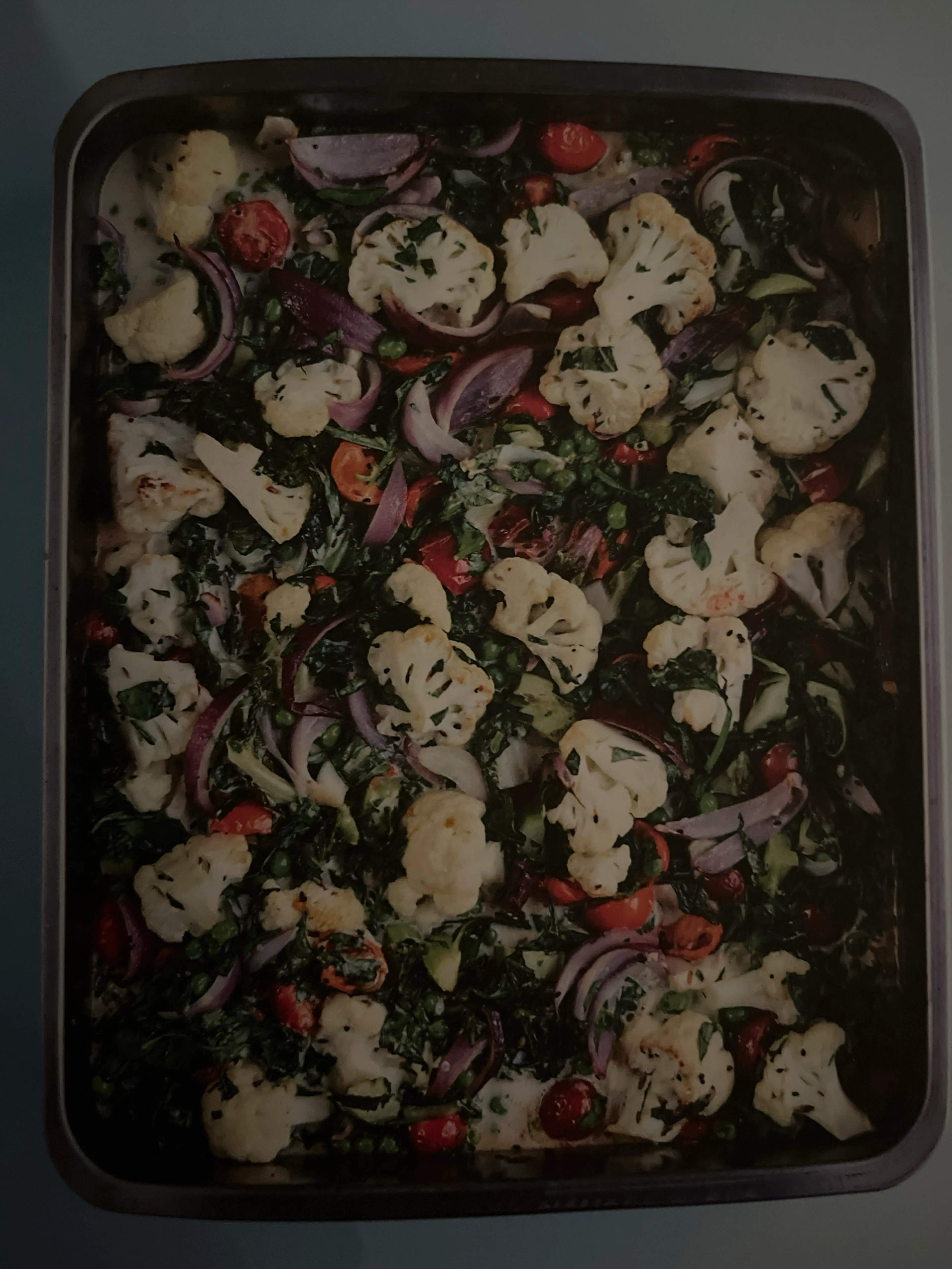 Bloemkoolcurry met doperwten & spinazie