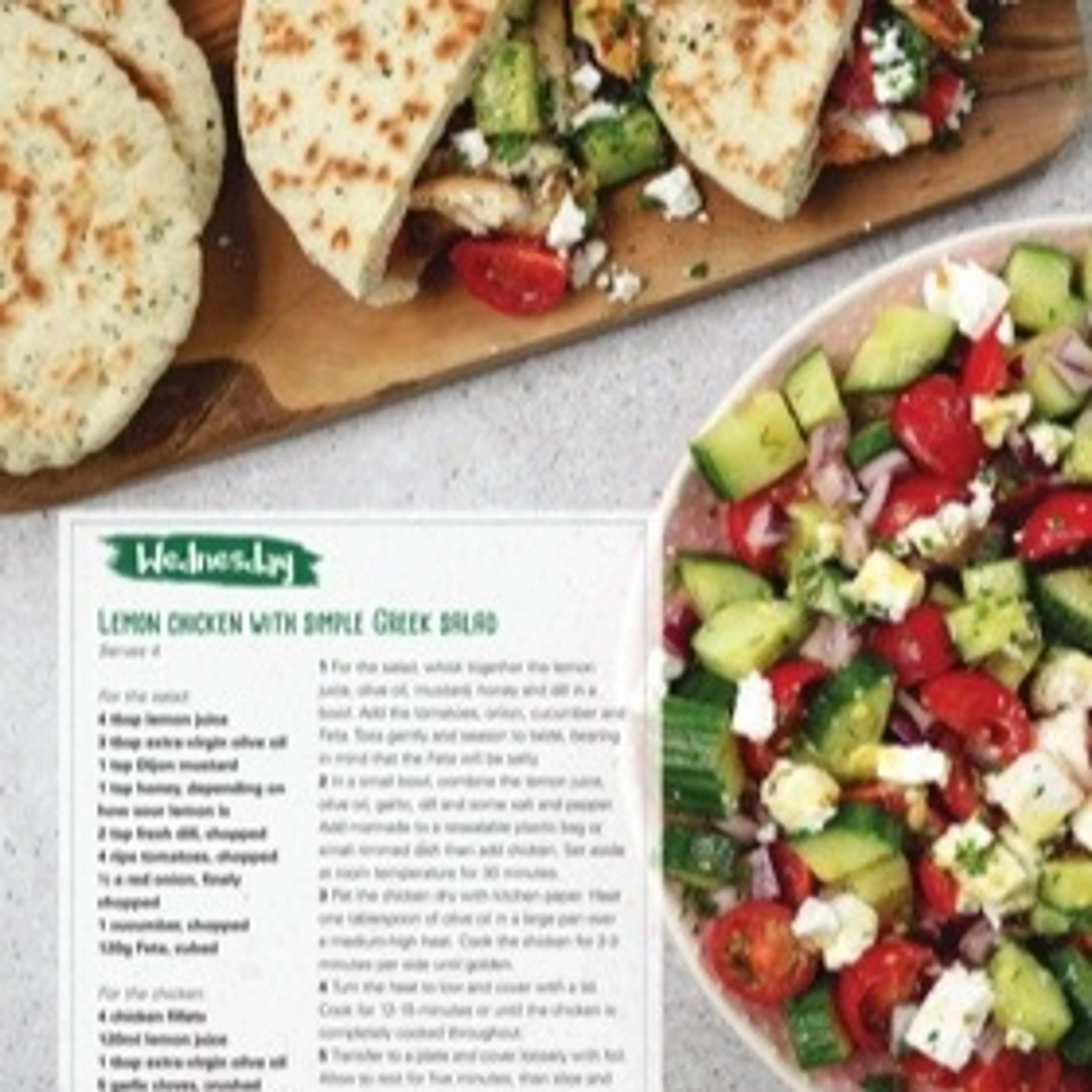 LEMON CHICKEN WITH SIMPLE GREEK SALAD