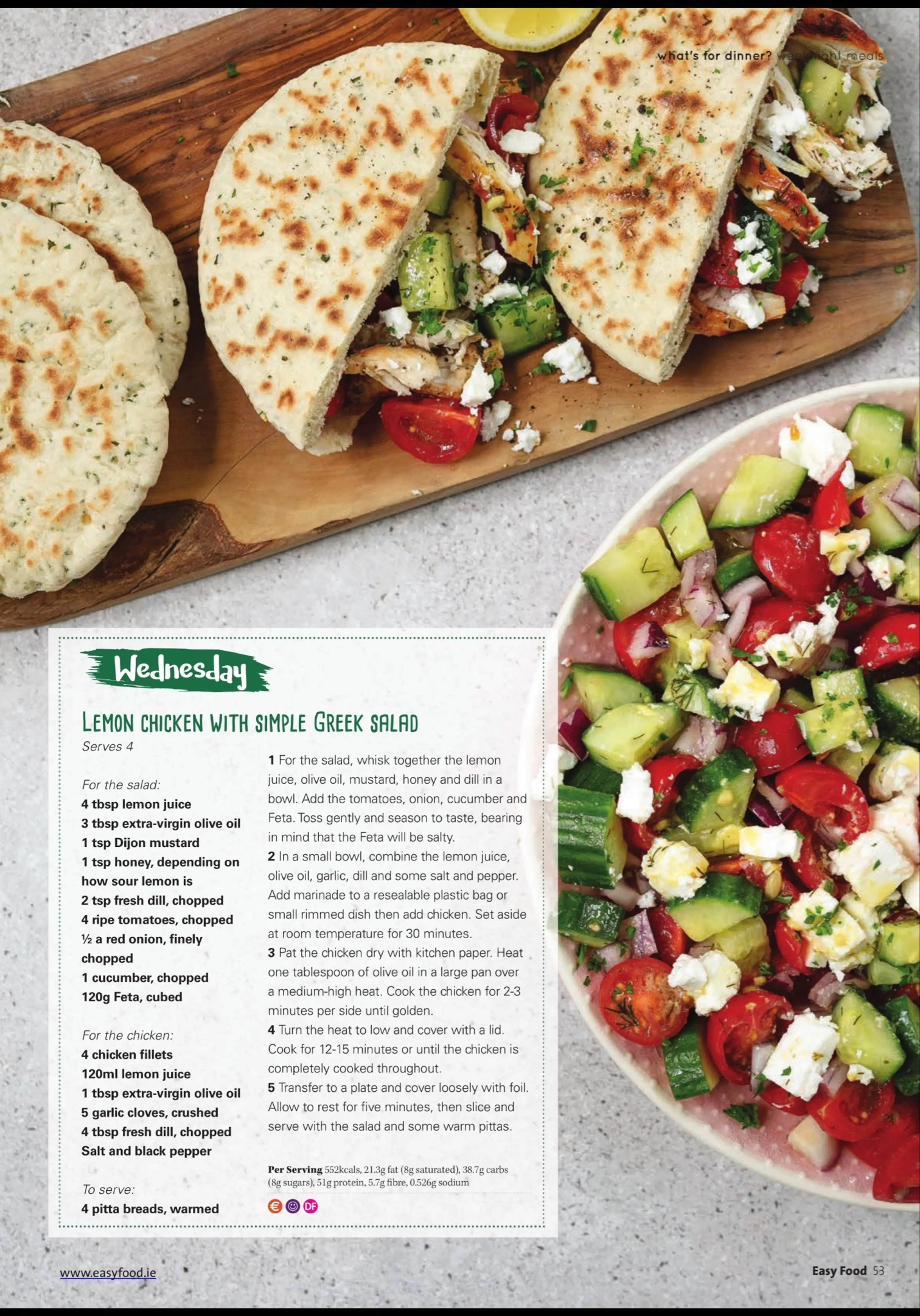 LEMON CHICKEN WITH SIMPLE GREEK SALAD
