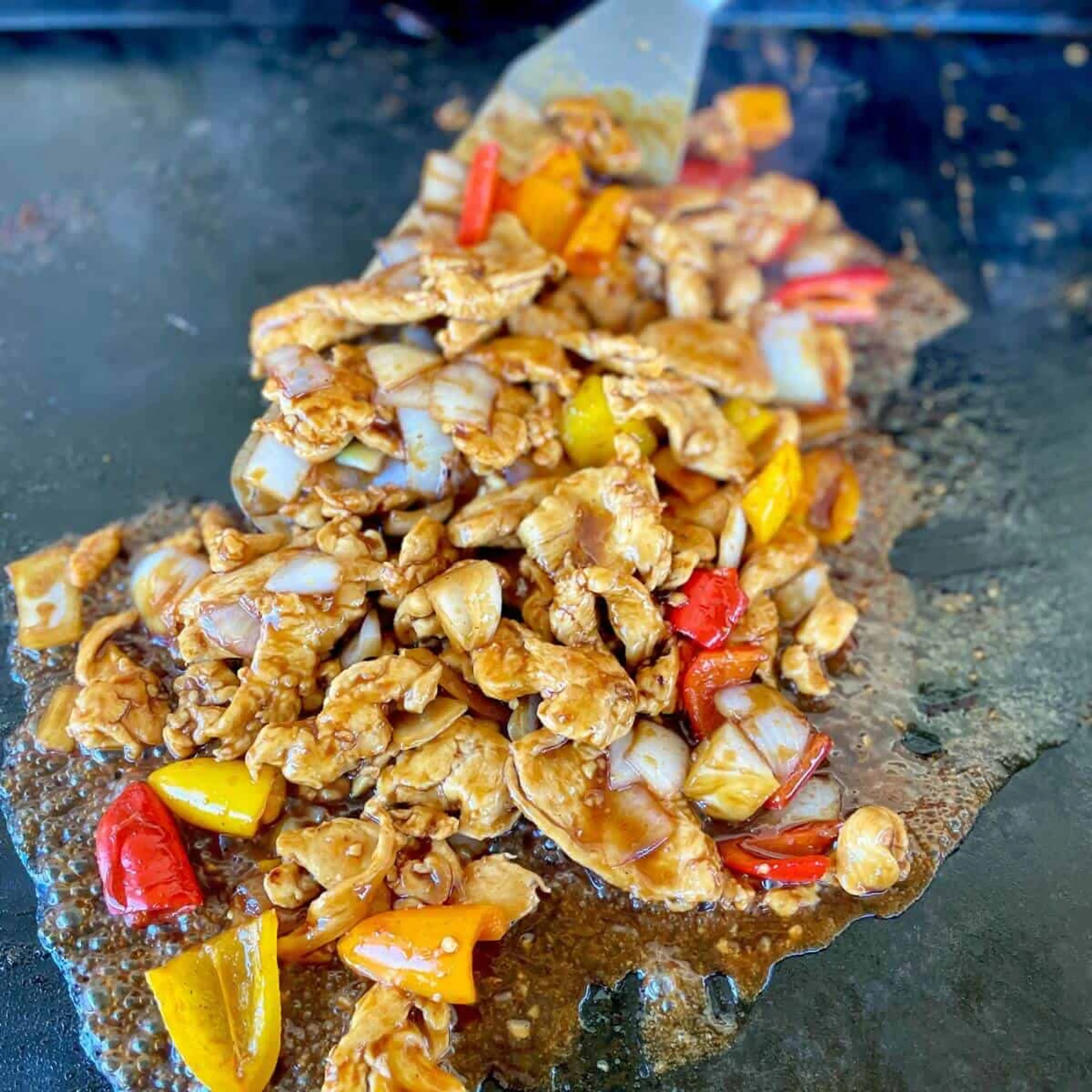 Bourbon Chicken on the Griddle