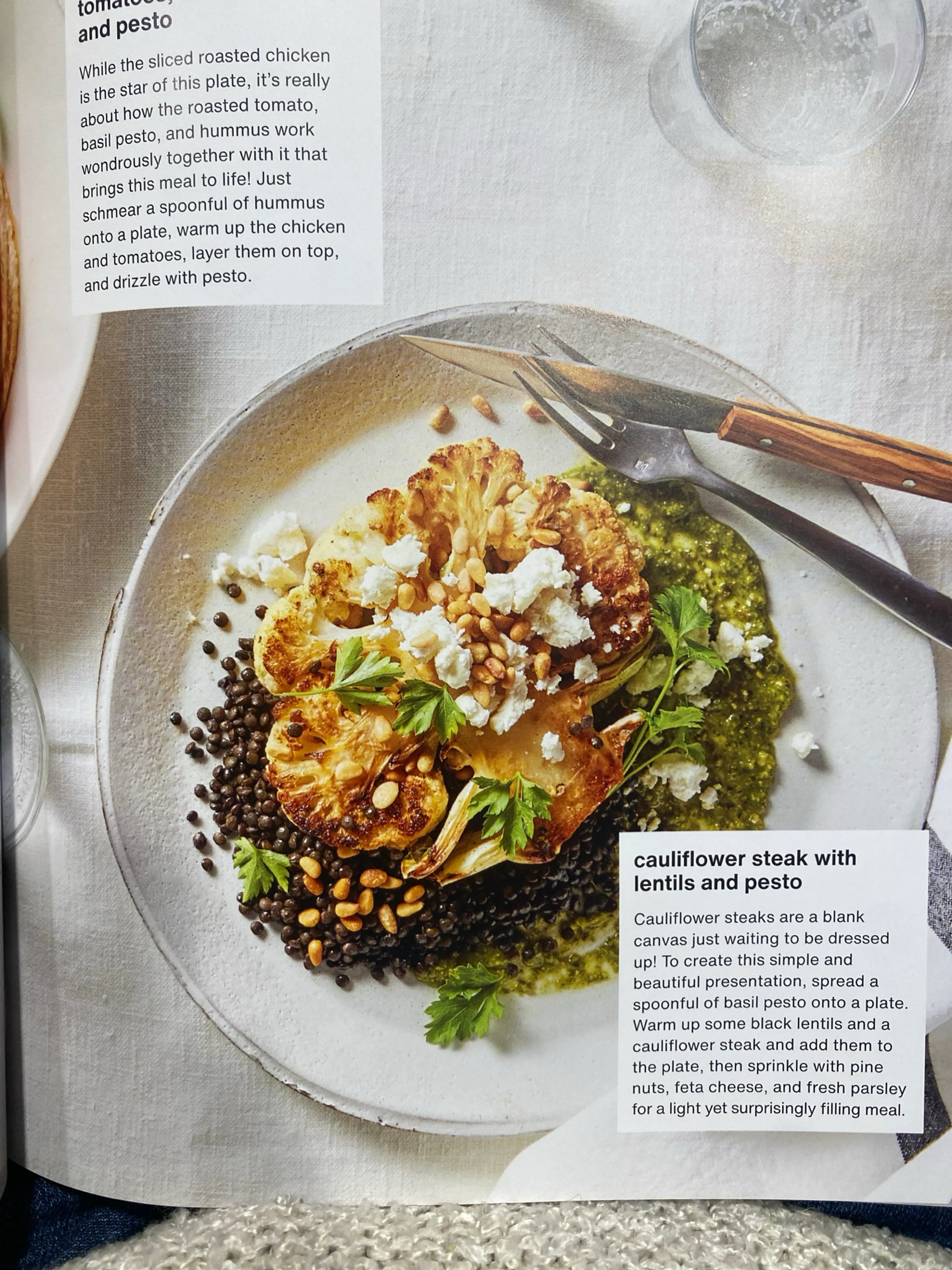 cauliflower steak with lentils and pesto