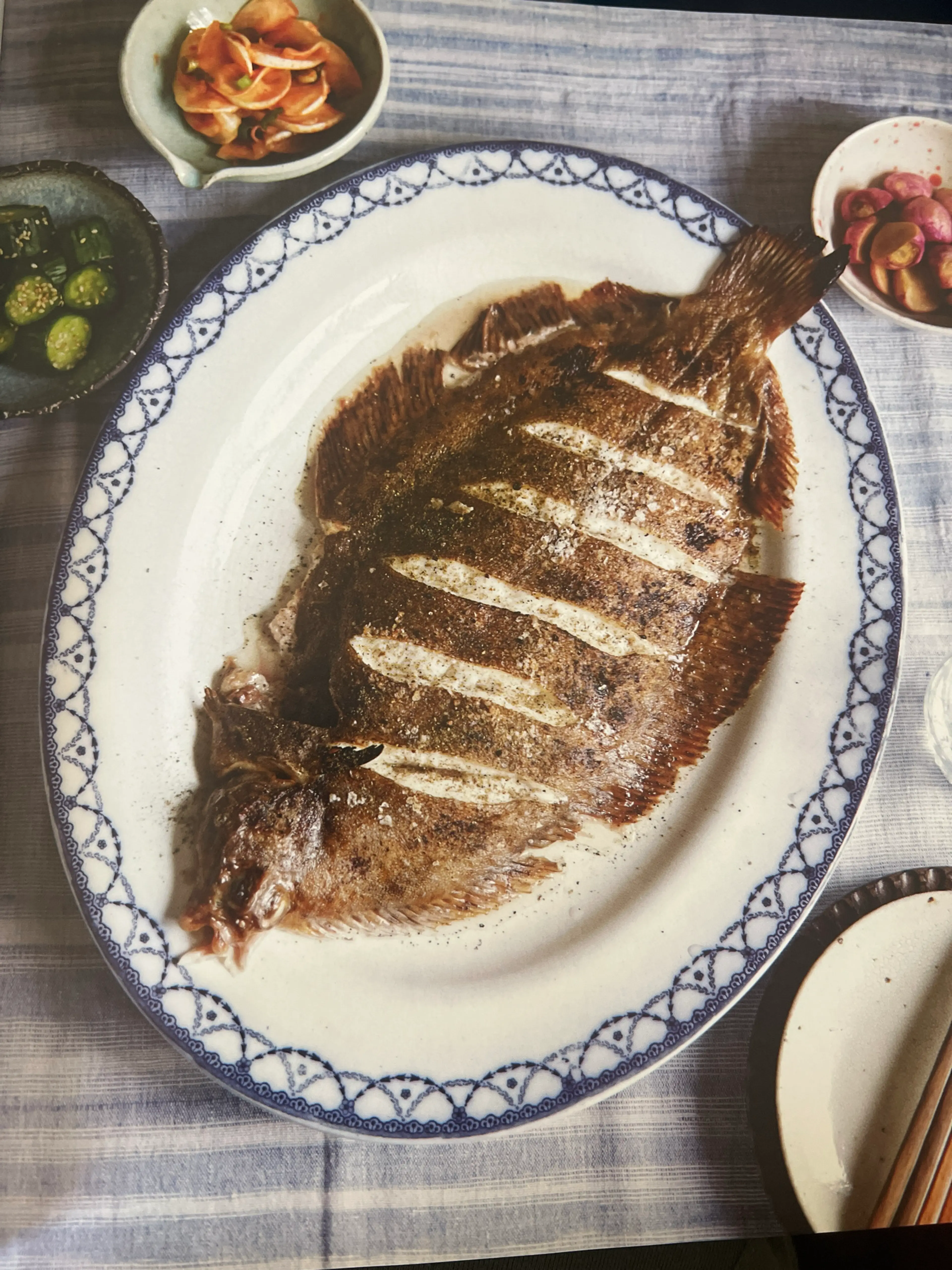 Lemon Sole with Sancho Pepper and Squash Kimchi