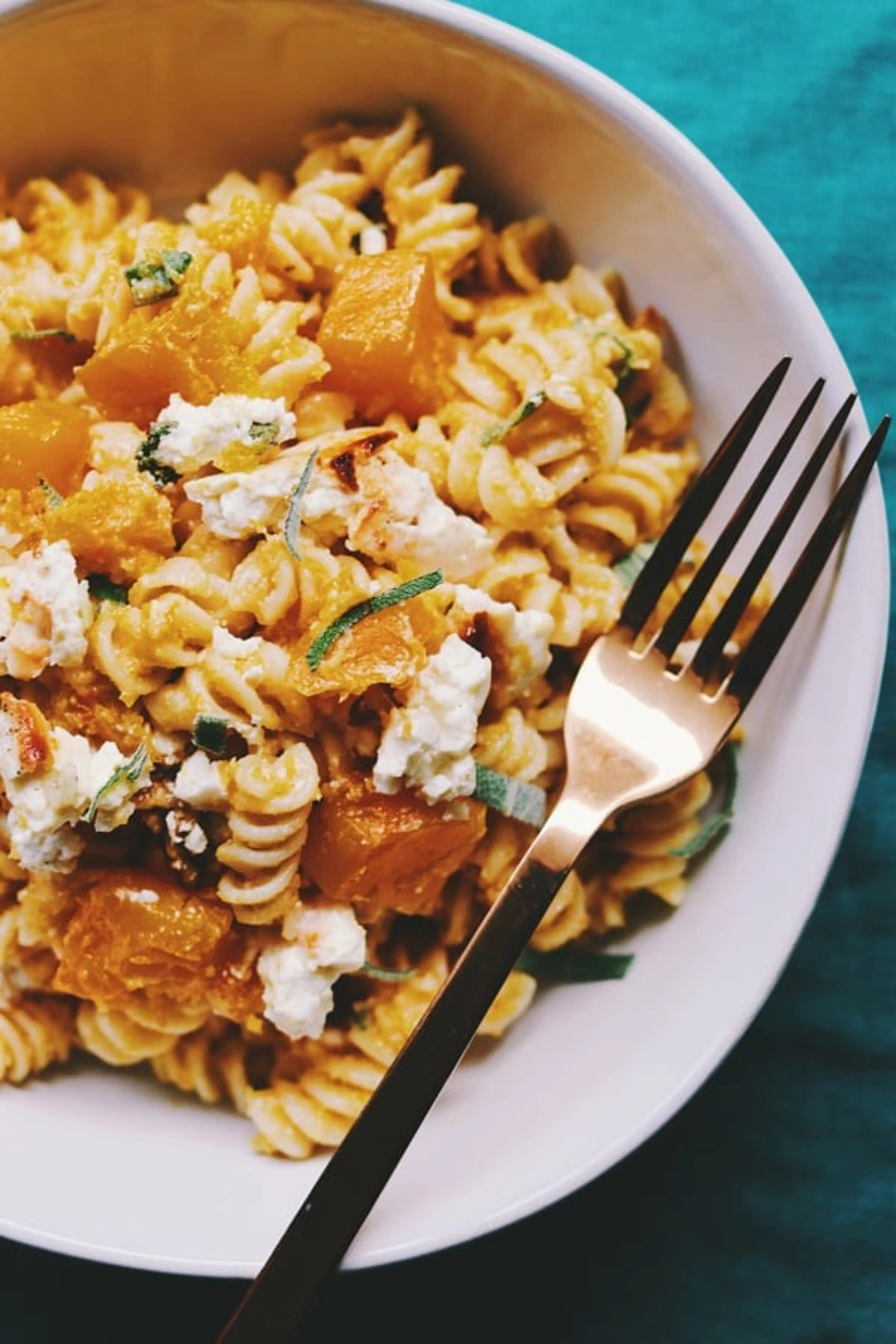 Baked Feta and Butternut Squash Pasta with Sage and Garlic