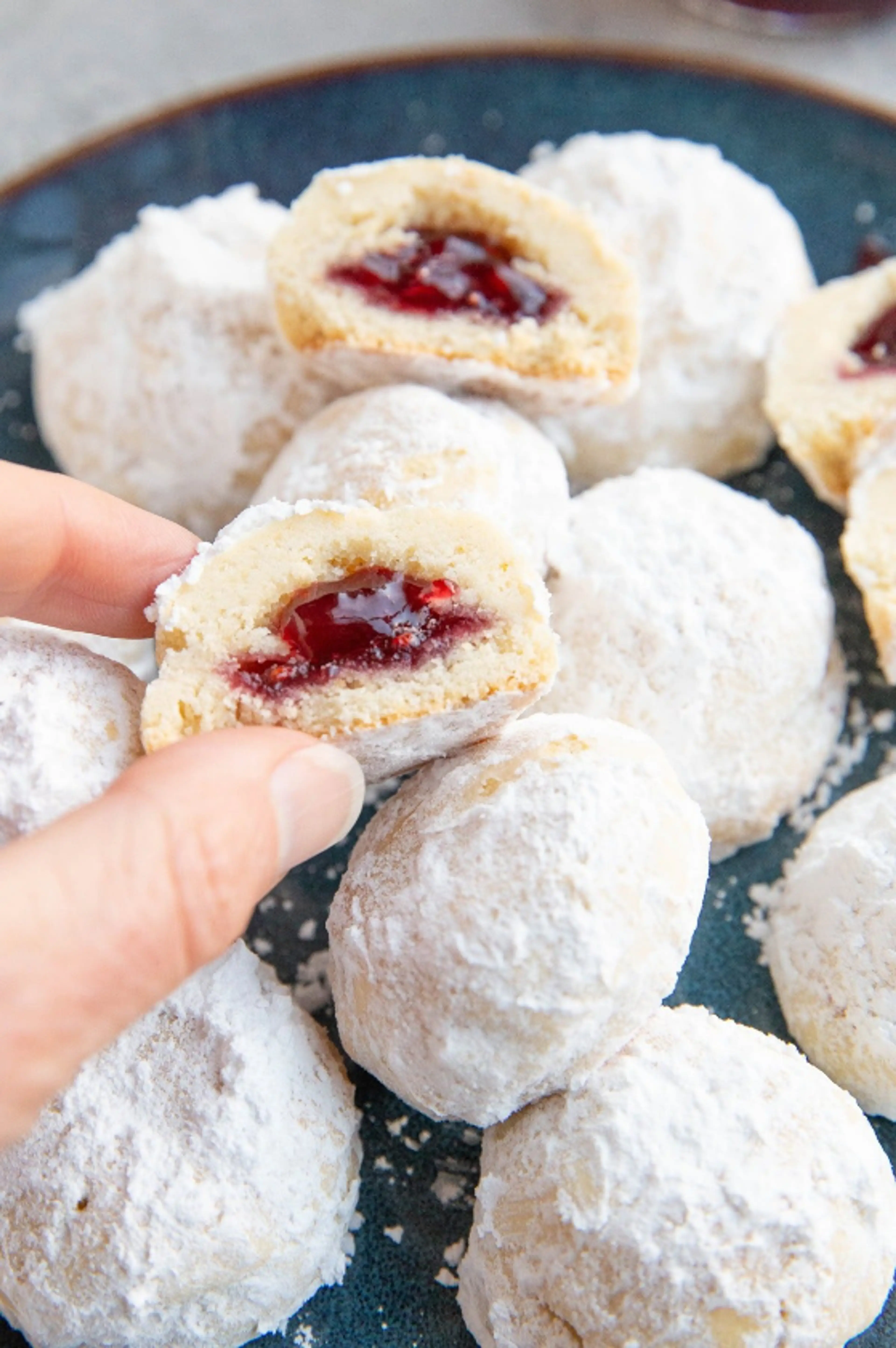 Raspberry Snowball Cookies