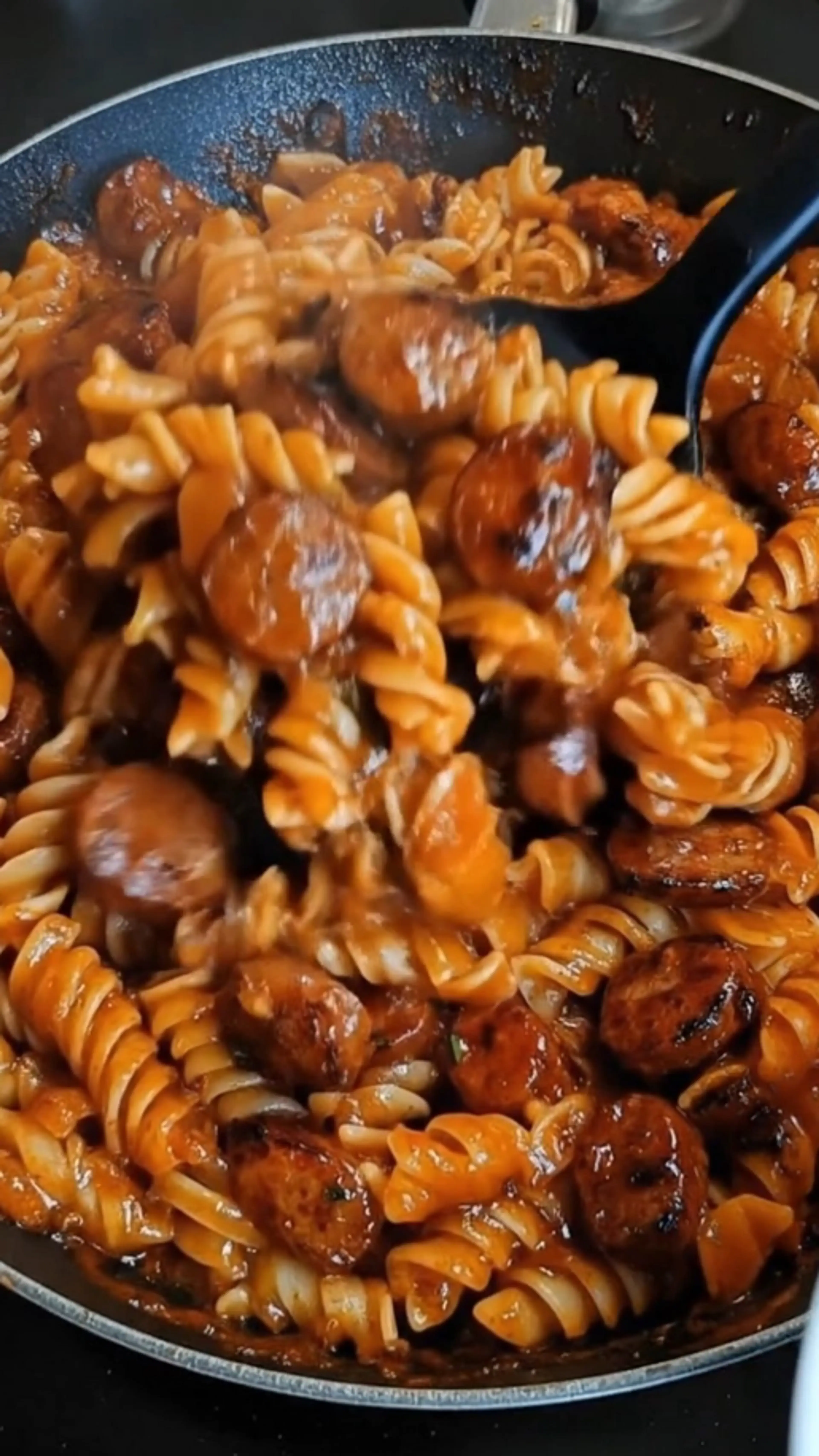 Spicy Honey Bbq Sausage Pasta Skillet